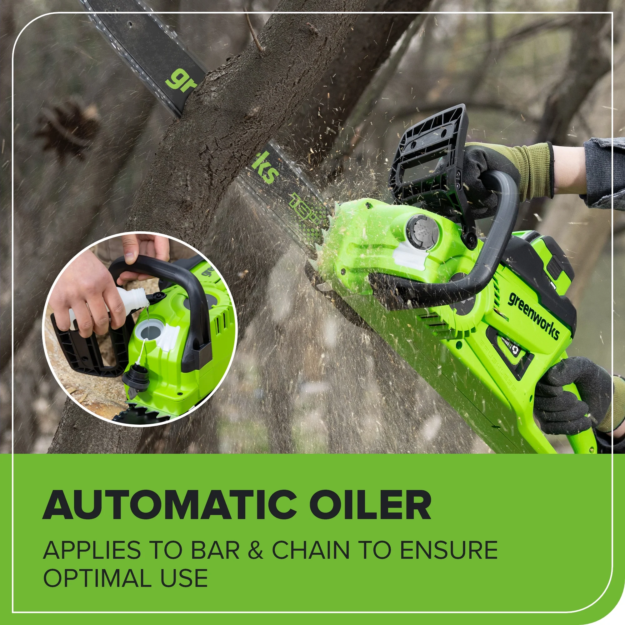 40V 18" Cordless Battery 2.0 kW Chainsaw: 5.0 Ah Battery and 5A Charger - Image 7