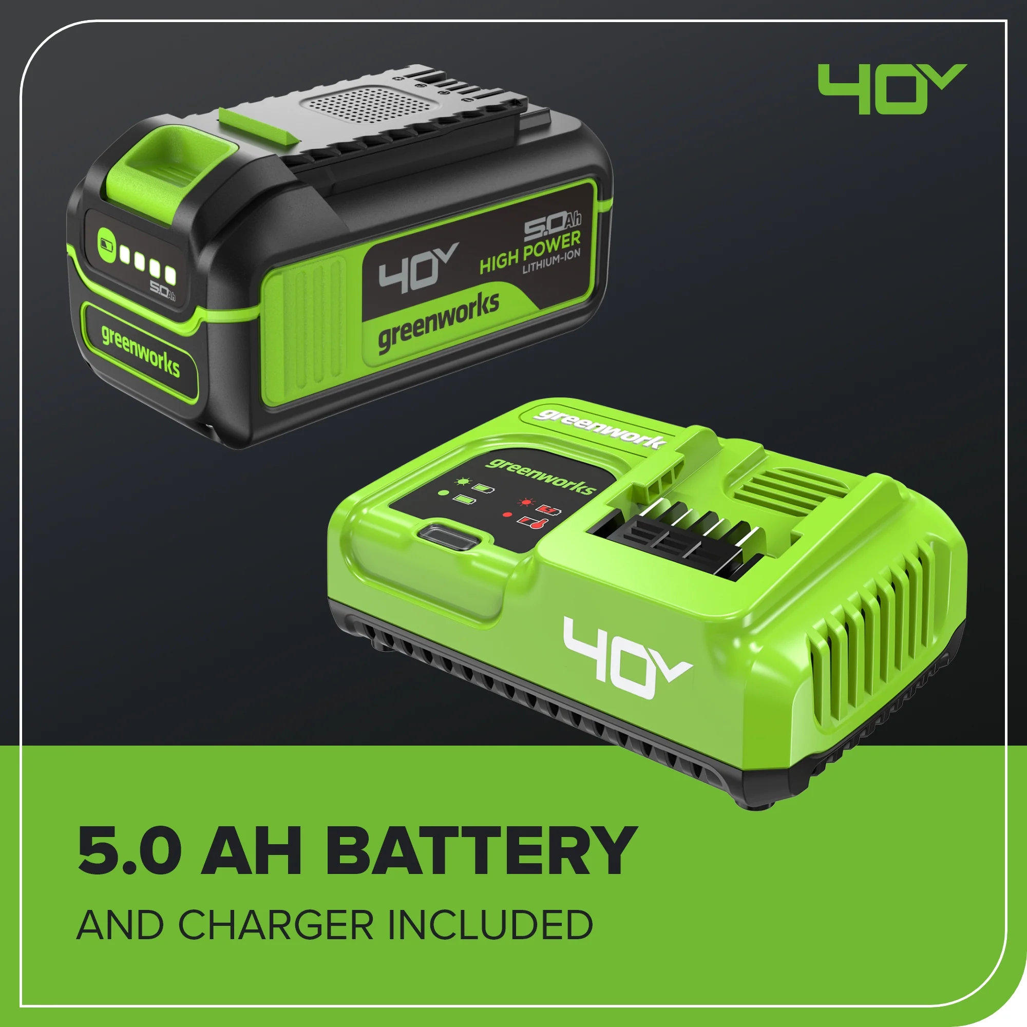 40V 18" Cordless Battery 2.0 kW Chainsaw: 5.0 Ah Battery and 5A Charger - Image 9