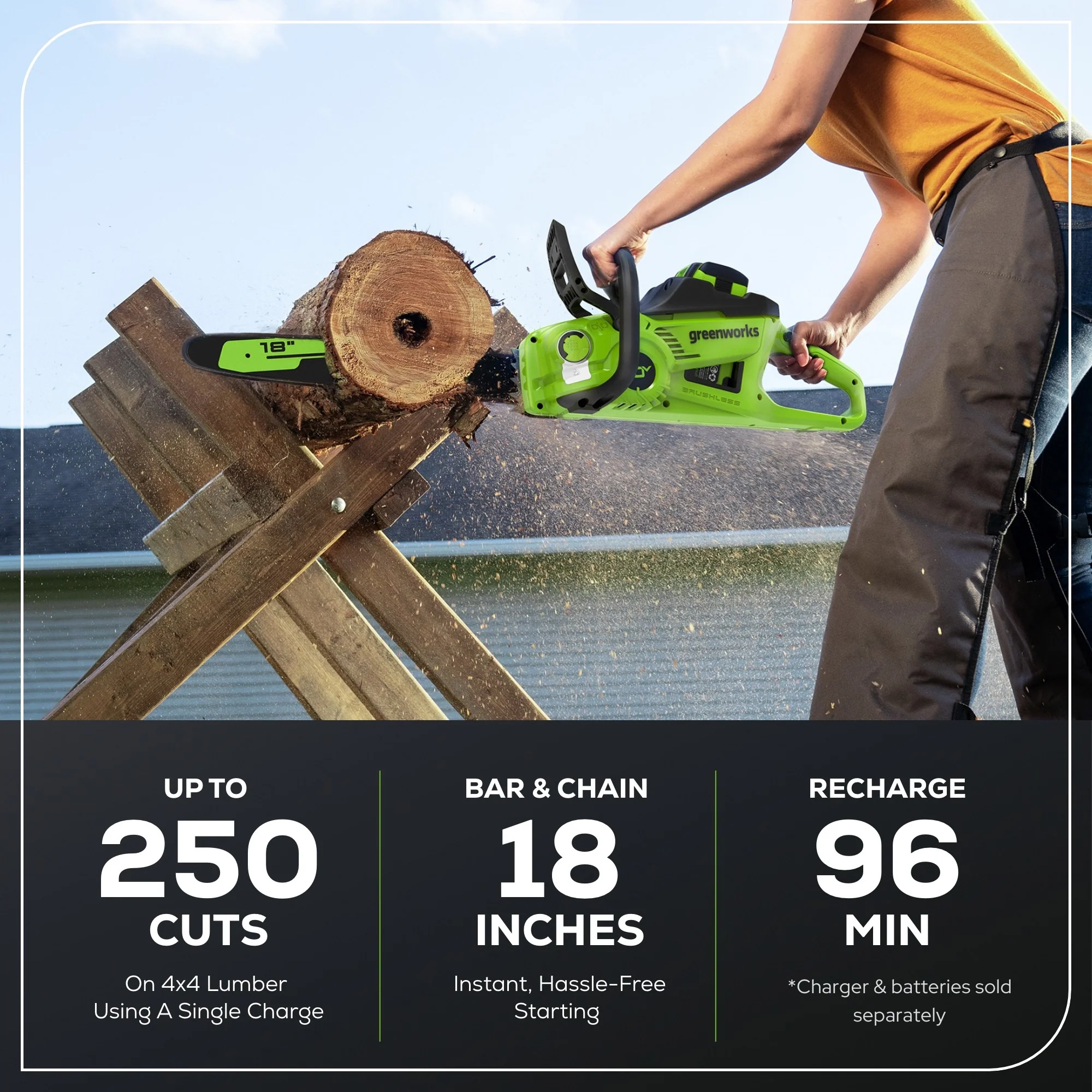 40V 18" Cordless Battery BL Chainsaw (Tool Only) - Image 3
