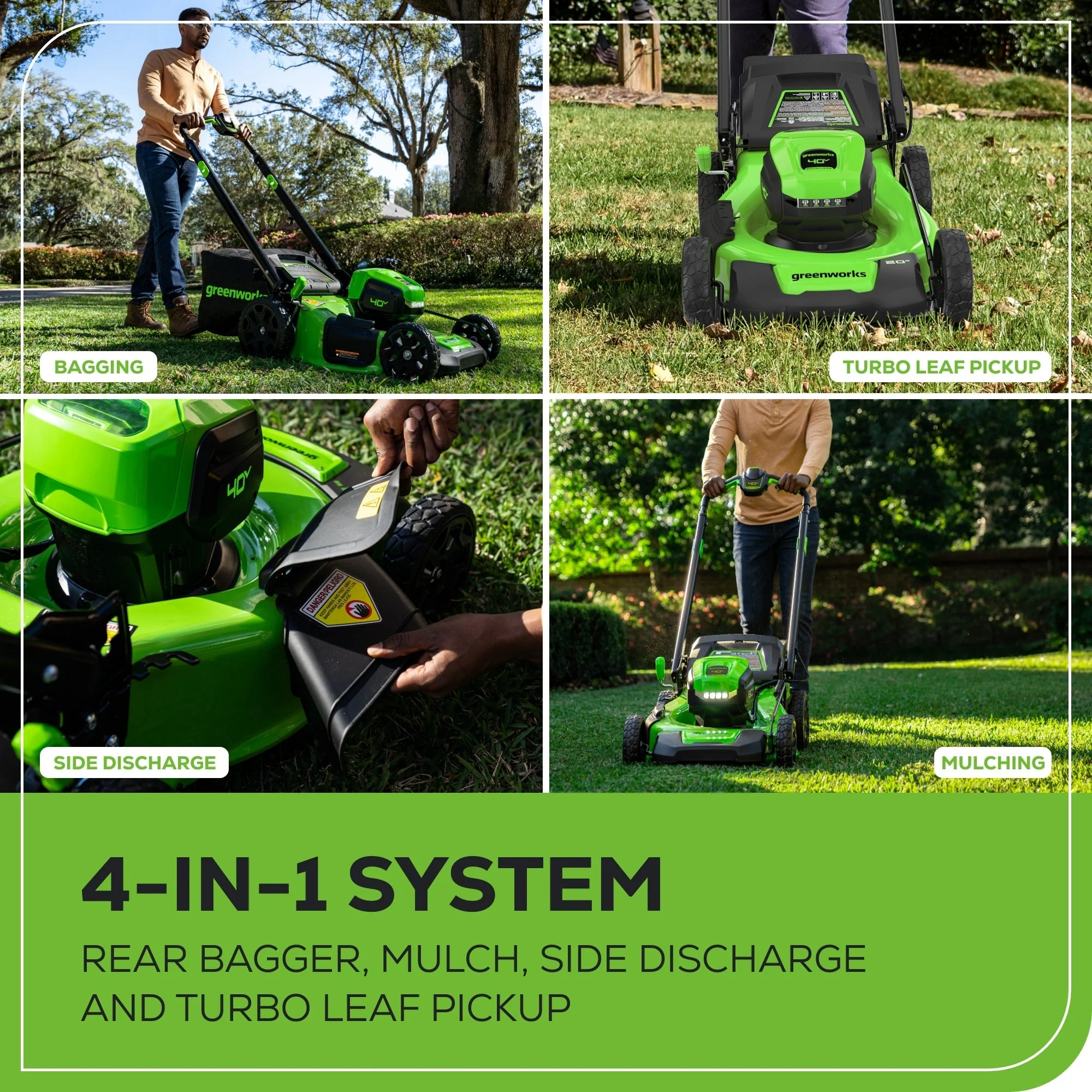 40V 20" Cordless Battery Push Mower 3pc Combo Kit: 4.0 Ah Battery and Charger - Image 8