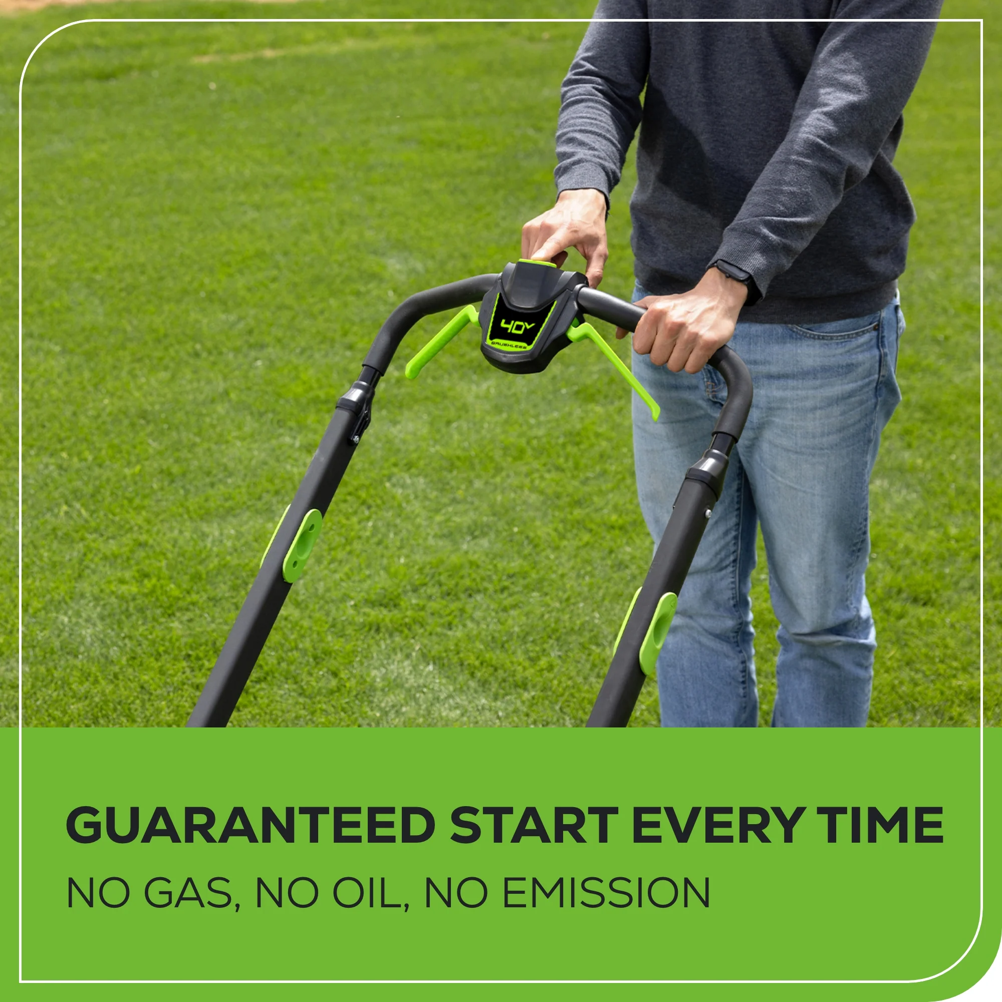 40V 20" Cordless Battery 4-in-1 Push Lawn Mower: 4.0 Ah Battery and 2A Charger - Image 6