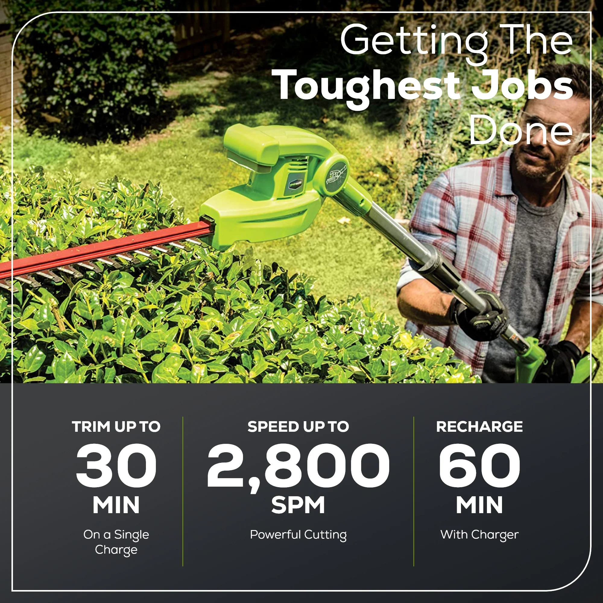 40V 20" Cordless Battery Pole Hedge Trimmer w/ 2.0 Ah Battery & Charger - Image 3