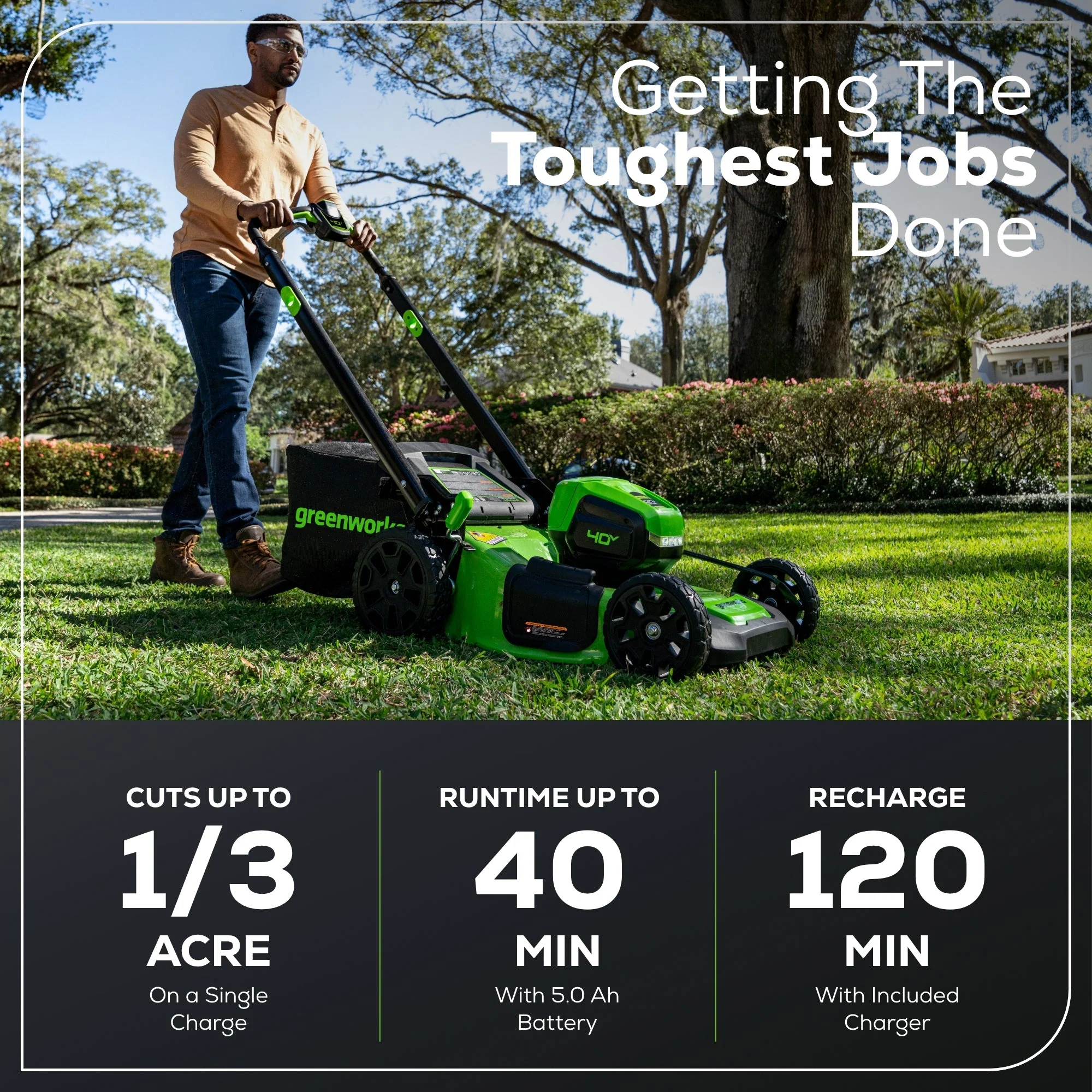 40V 21" Cordless Battery Self-Propelled Mower 3pc Combo Kit: 5.0 Ah Battery and Charger - Image 4