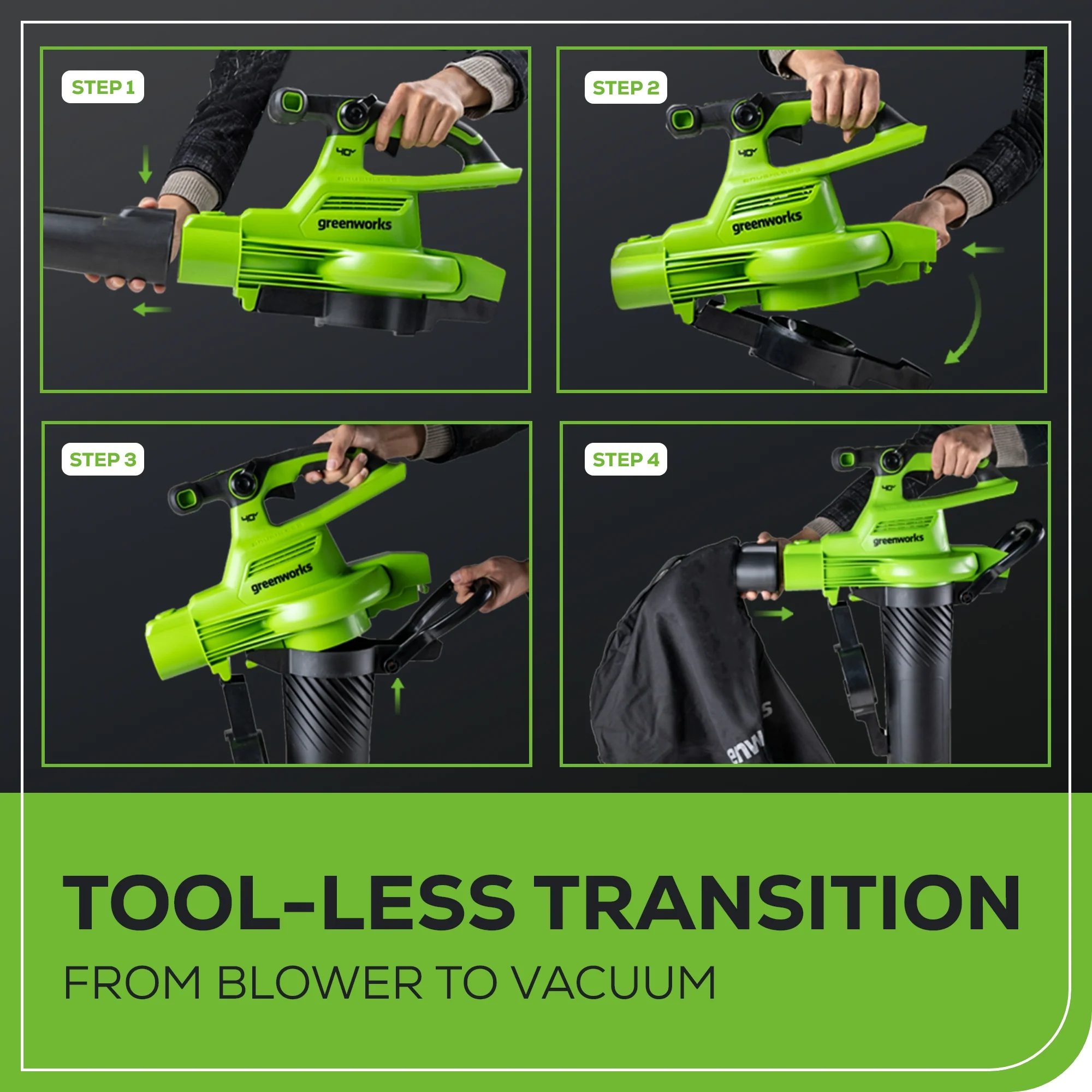 40V 505 CFM Cordless Battery Leaf Blower/Vacuum: 5.0 Ah Battery and Charger - Image 7