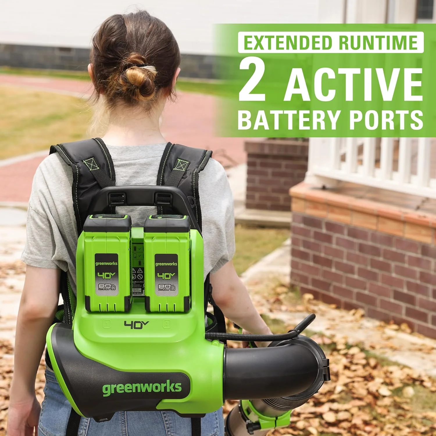 40V 710 CFM Cordless Battery Dual-Port Backpack Blower: (2) 8.0 Ah Battery and Charger - Image 4