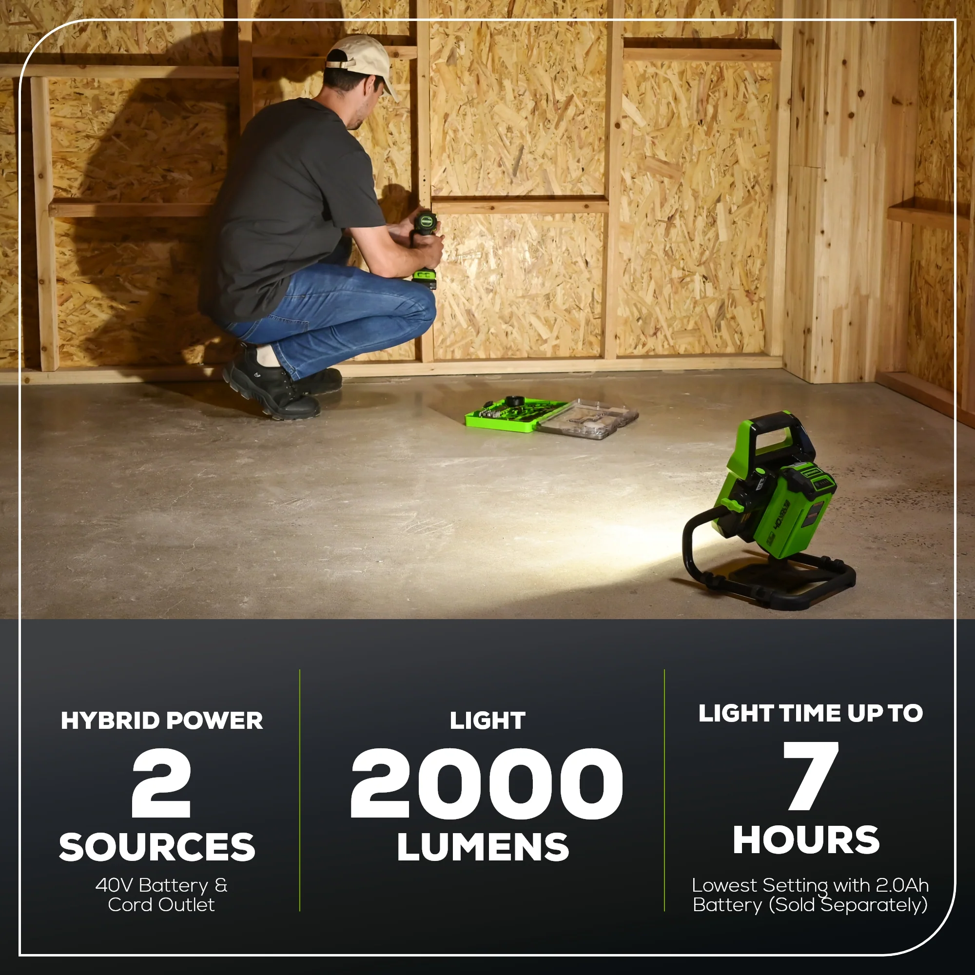 40V AC/DC 2000 Lumen LED Work Light (Tool Only) - Image 3