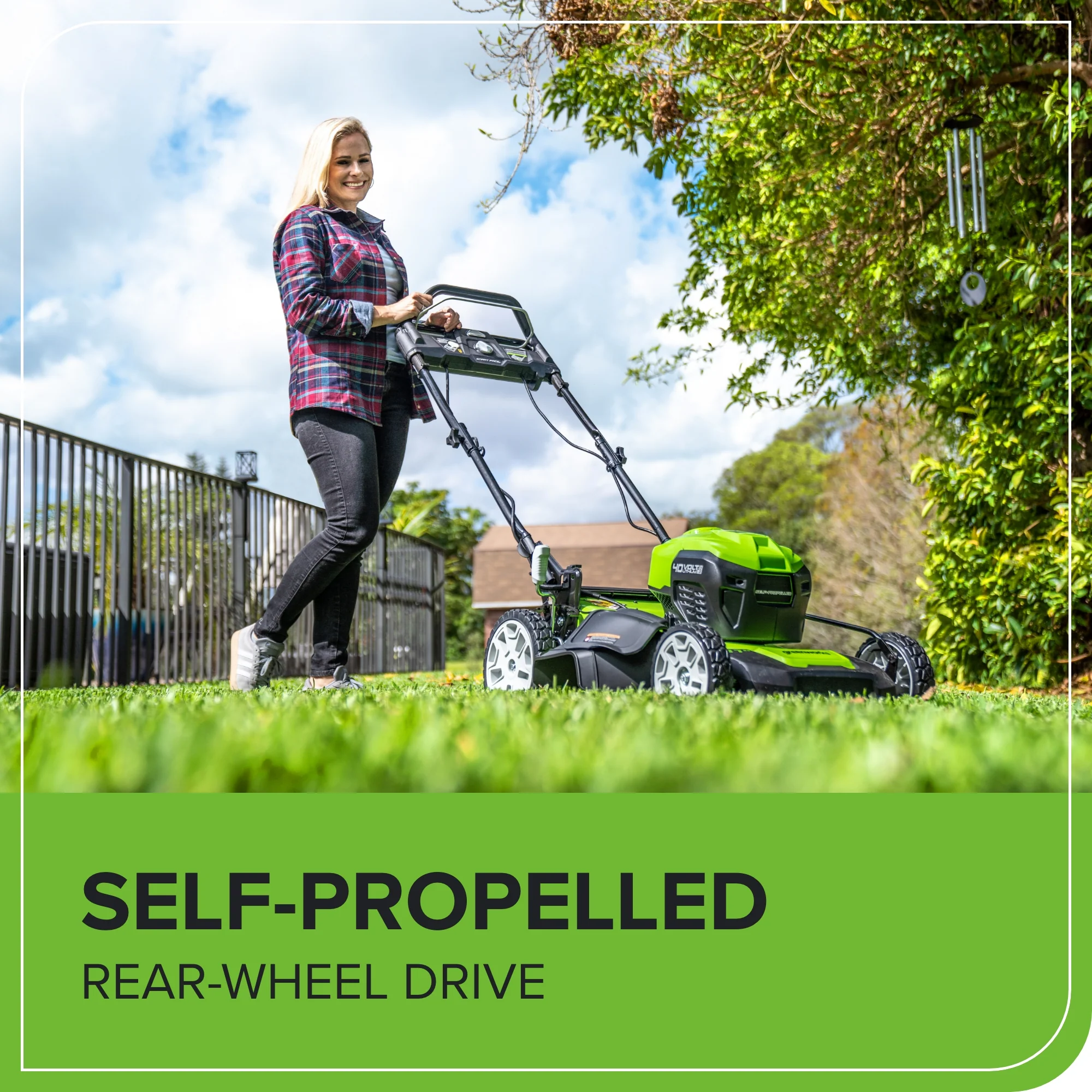 40V 21" Cordless Battery Self-Propelled Lawn Mower: (2) 4.0 Ah USB Batteries and Charger - Image 9