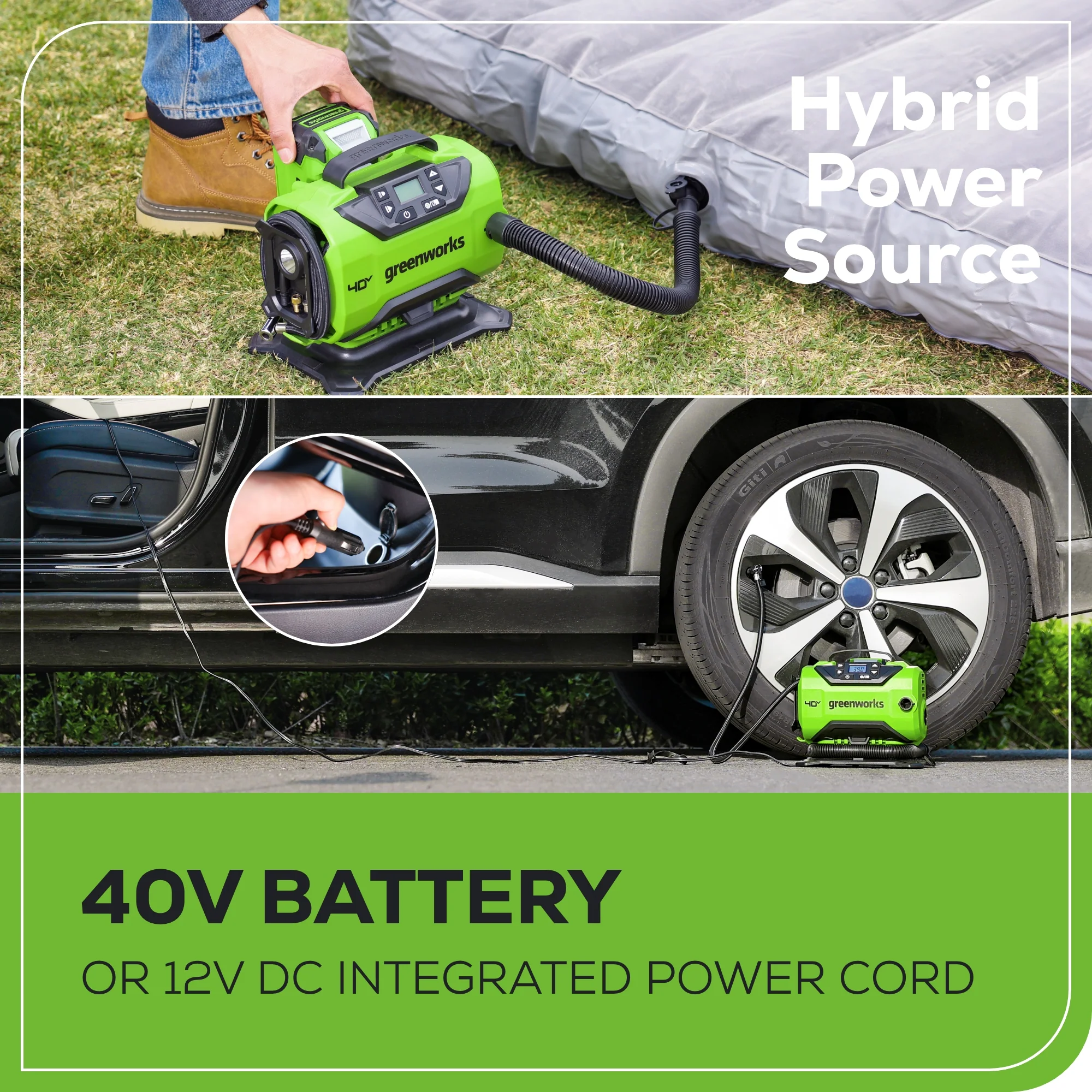 40V Cordless Battery Inflator: 2.0 Ah Battery and Charger - Image 7