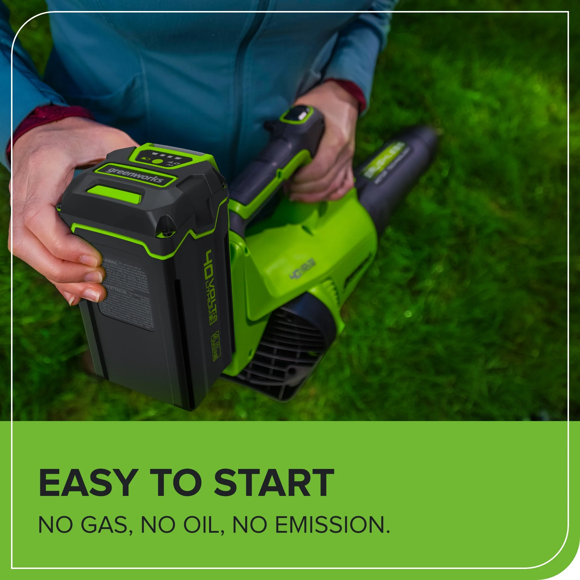 40V 550 CFM Cordless Battery Leaf Blower w/ 4.0 Ah Battery & Charger - Image 6