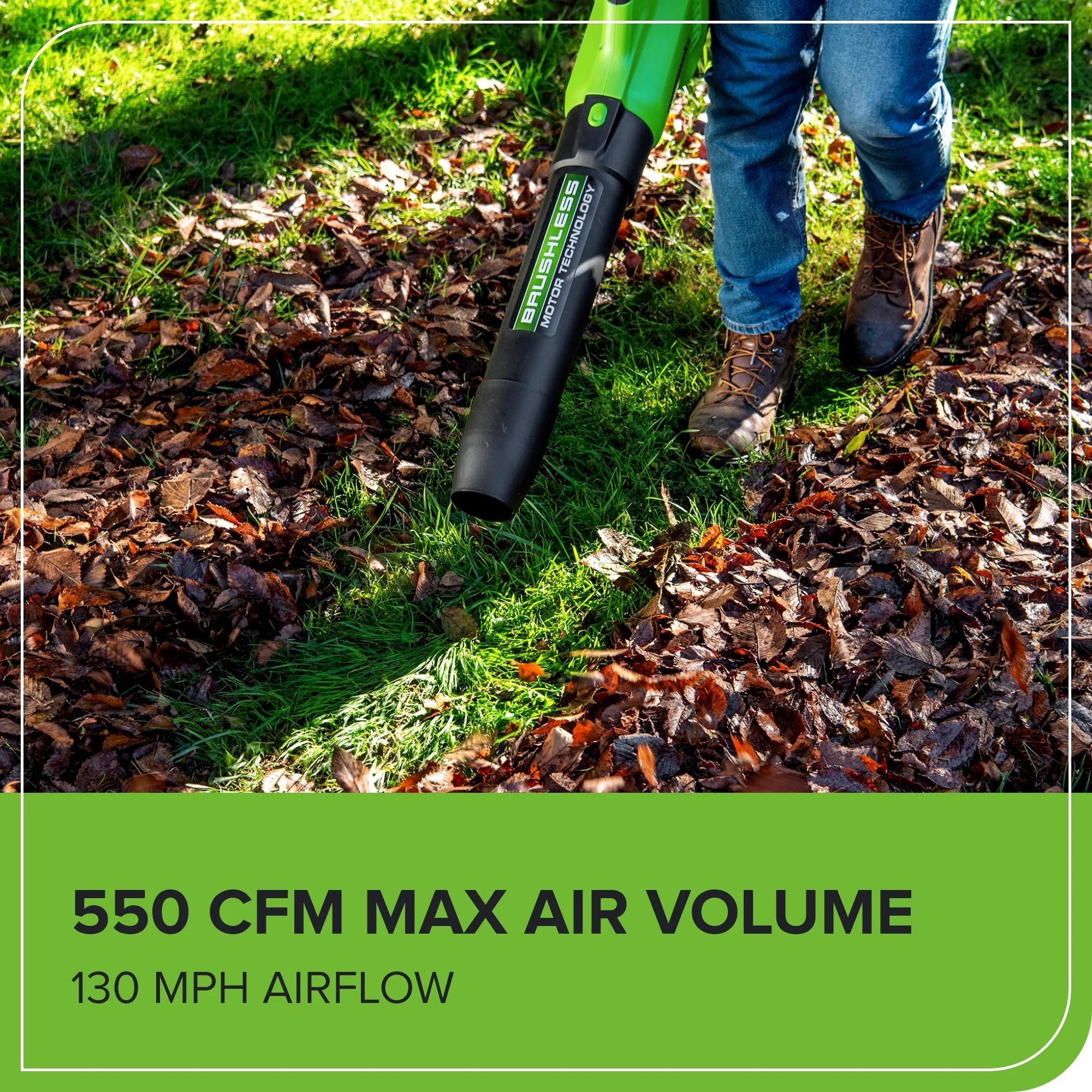 40V 550 CFM Cordless Battery Leaf Blower w/ 4.0 Ah Battery & Charger - Image 7