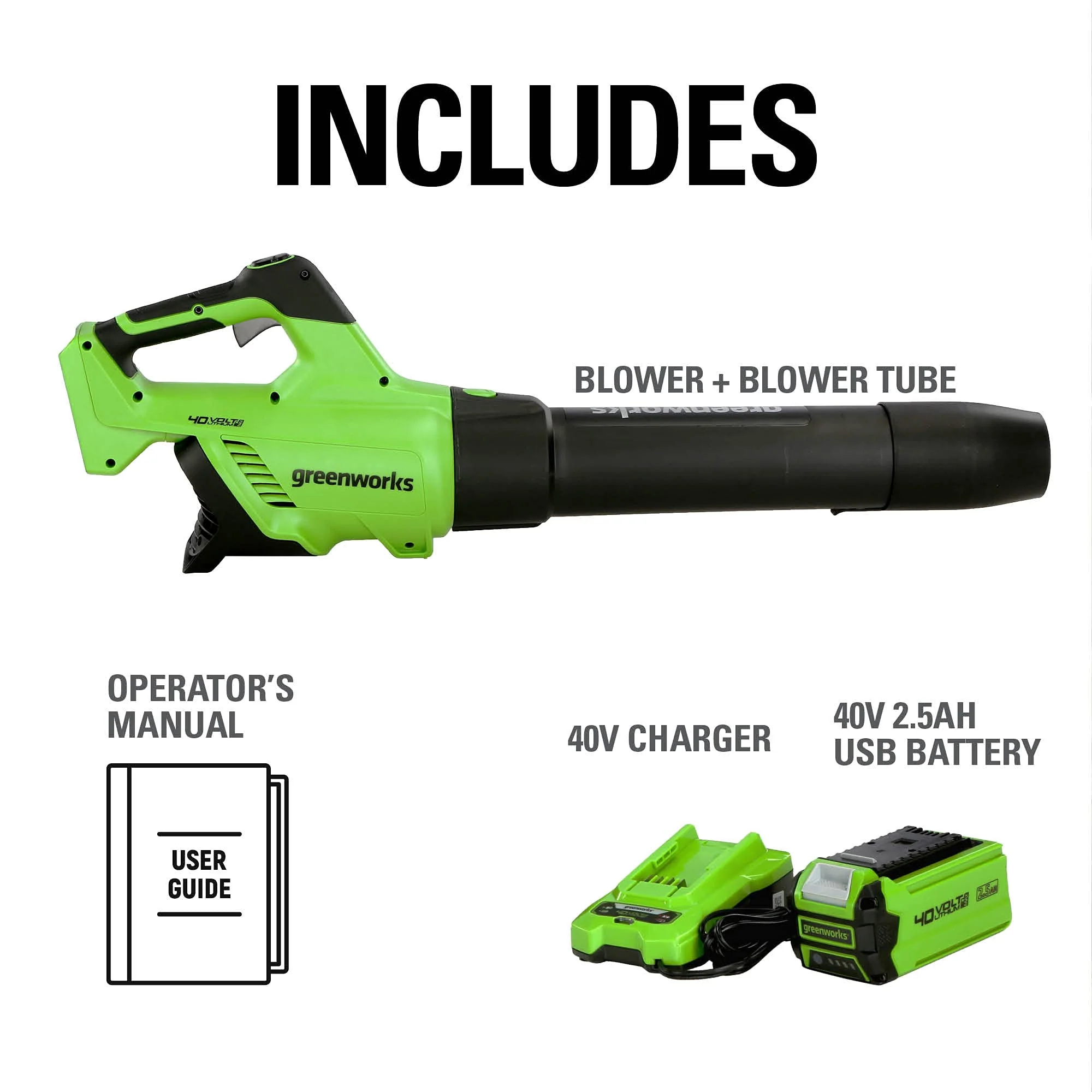 40V 500 CFM Cordless Battery Leaf Blower: 2.5 Ah Battery and Charger - Image 7