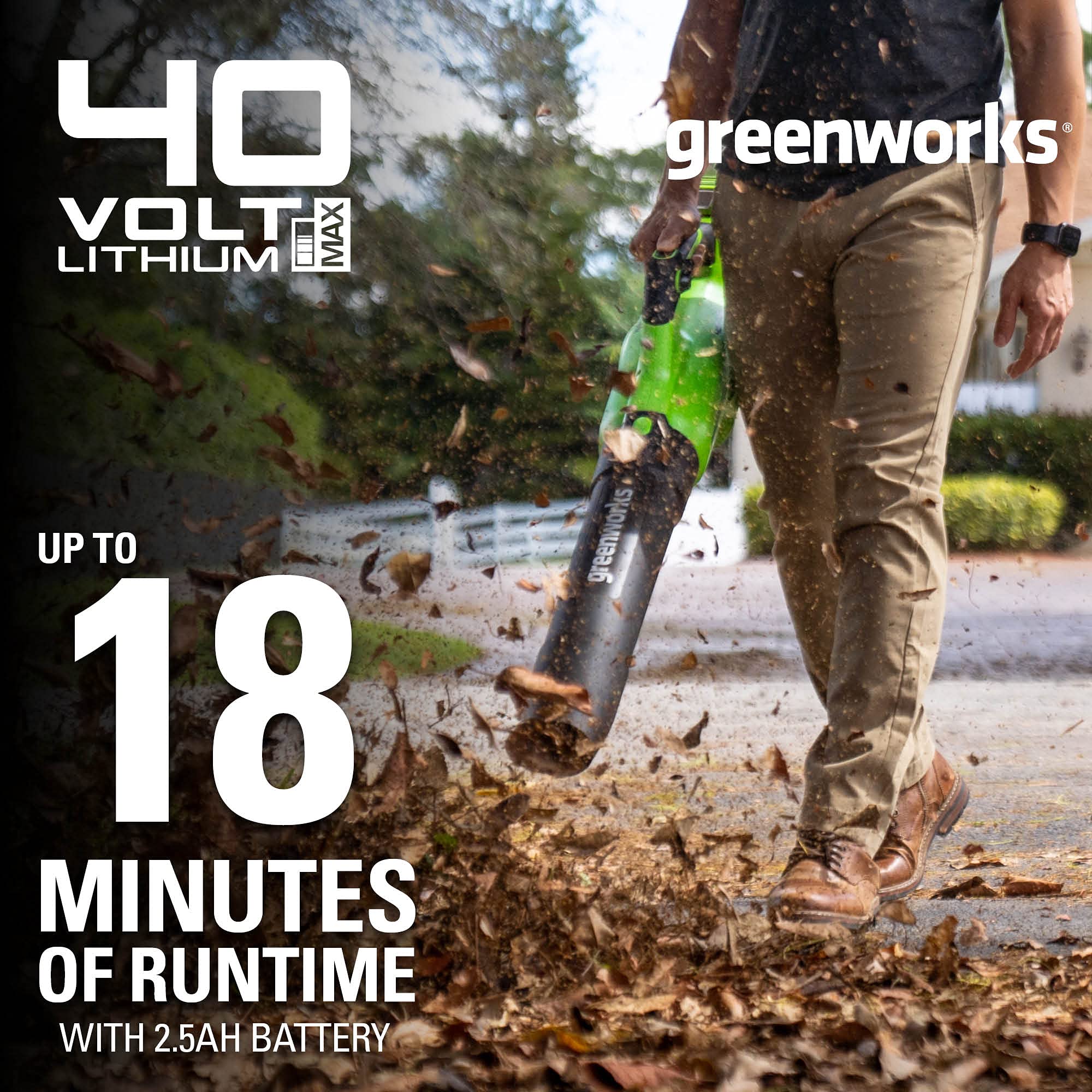 40V 500 CFM Cordless Battery Leaf Blower: 2.5 Ah Battery and Charger - Image 9