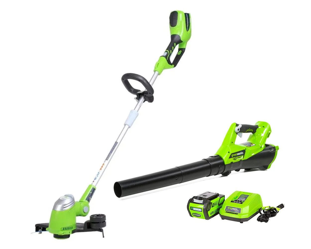 40V 13" Cordless Battery String Trimmer & 390 CFM Leaf Blower Combo w/ 4.0Ah Battery & Charger - Image 2