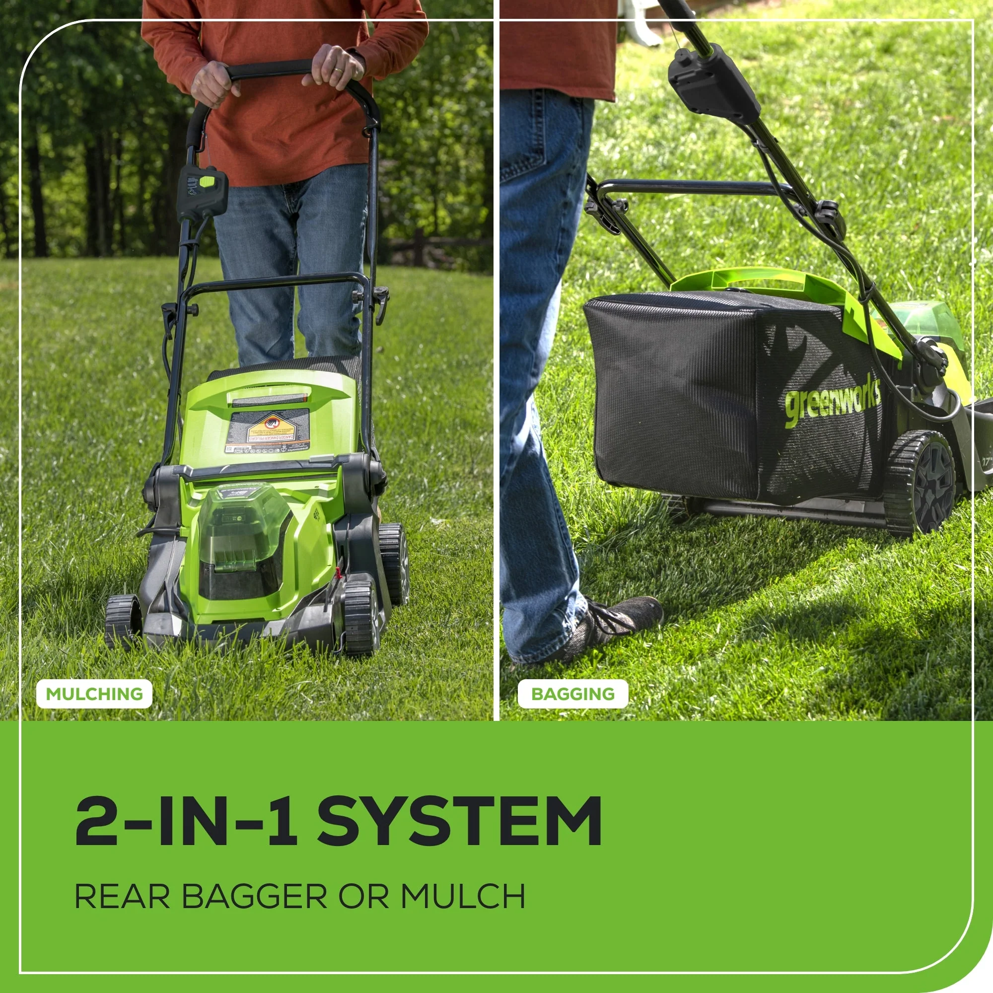 48V (24V x 2) 17" Cordless Battery Push Lawn Mower: (2) 4.0 Ah Batteries and Dual-Port Charger - Image 7
