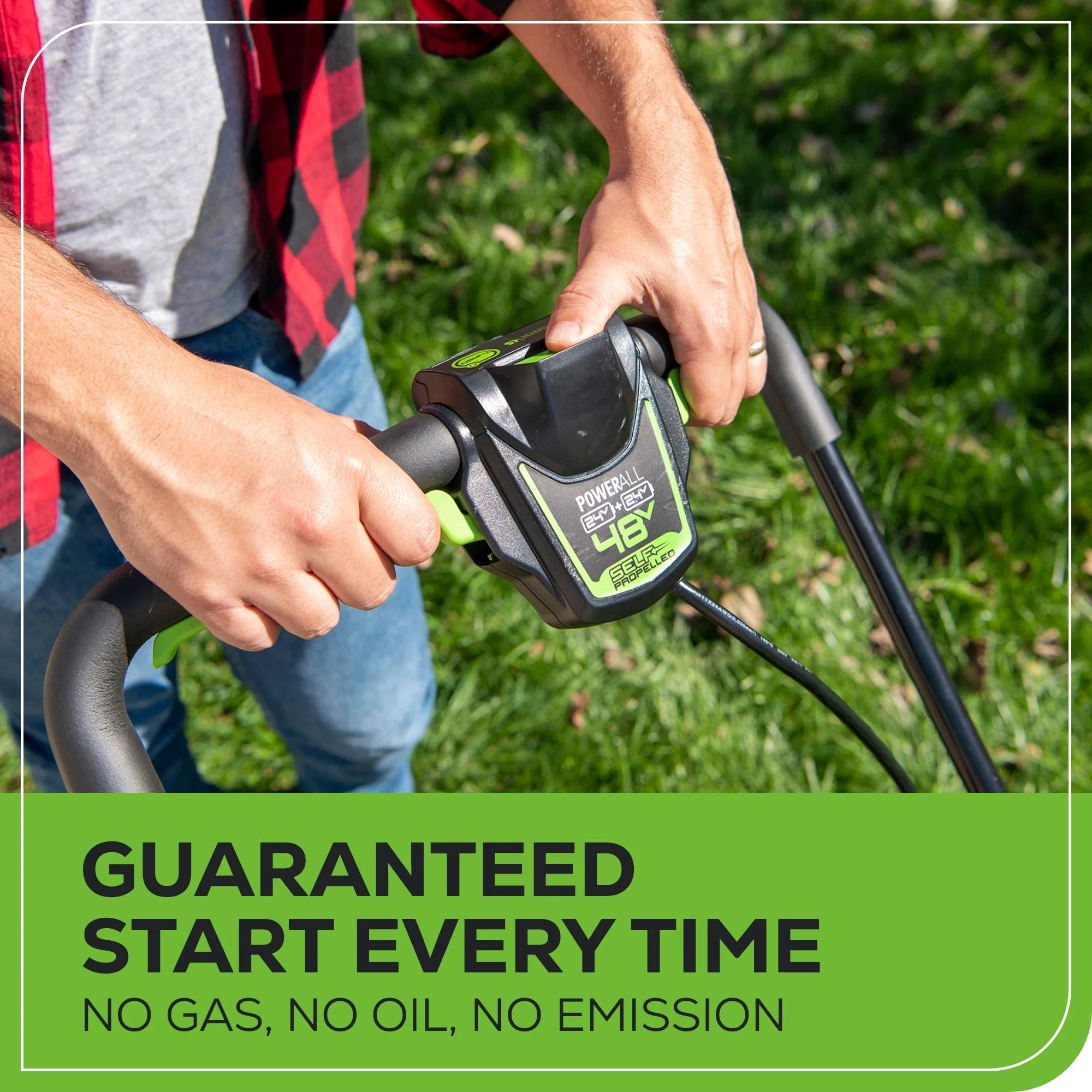 48V (24V x 2) 20" Cordless Battery Push Mower 3pc Combo Kit: (2) 4.0 Ah Batteries and Dual-Port Chargers - Image 8