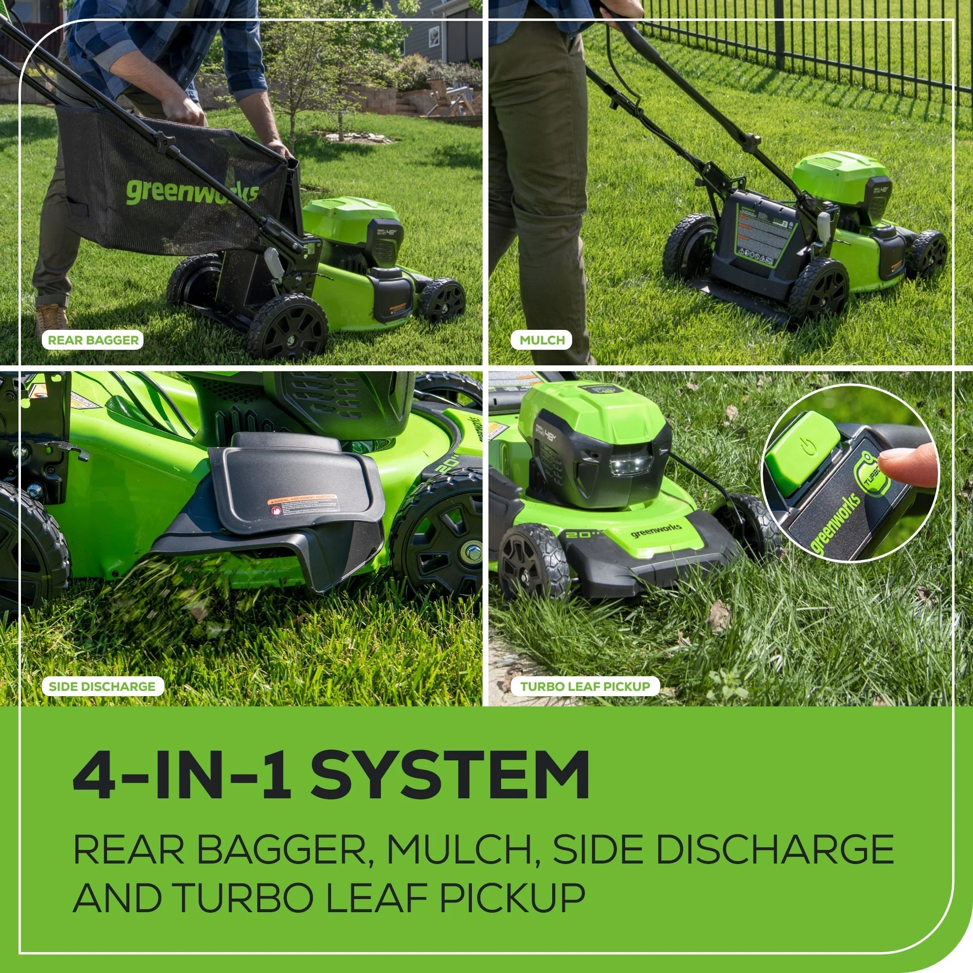 48V (24V x 2) 20" Cordless Battery Push Mower 4PC Combo Kit: (2) 4.0 Ah Batteries and Dual-Port Chargers - Image 9