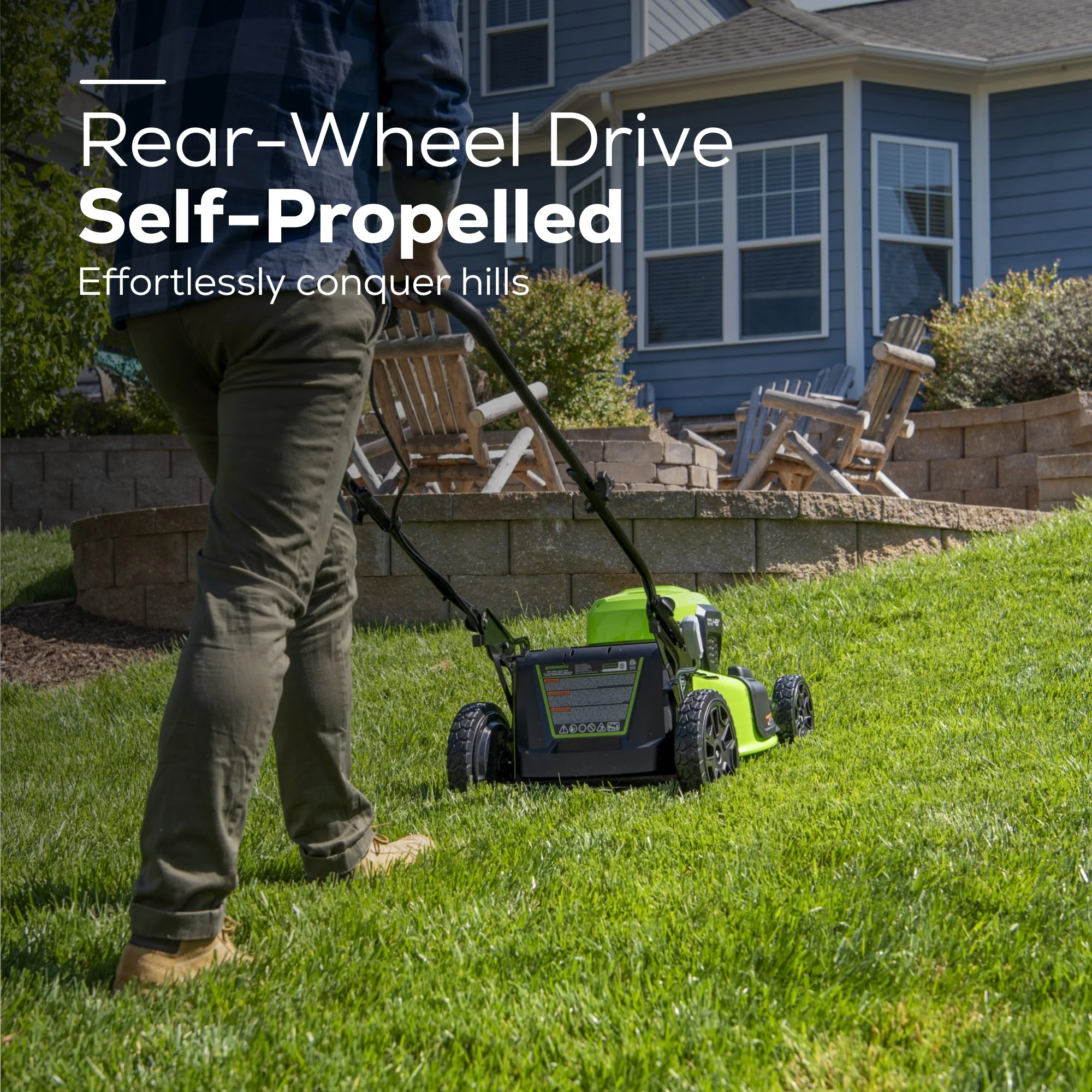 OPEN BOX 48V (24V x 2) 21" Cordless Battery Self-Propelled Mower 3PC Combo Kit: (2) 5.0Ah Batteries,(1) 2.0 Ah Battery,(1) Dual-Port Rapid Charger and (1) Charger - Image 9