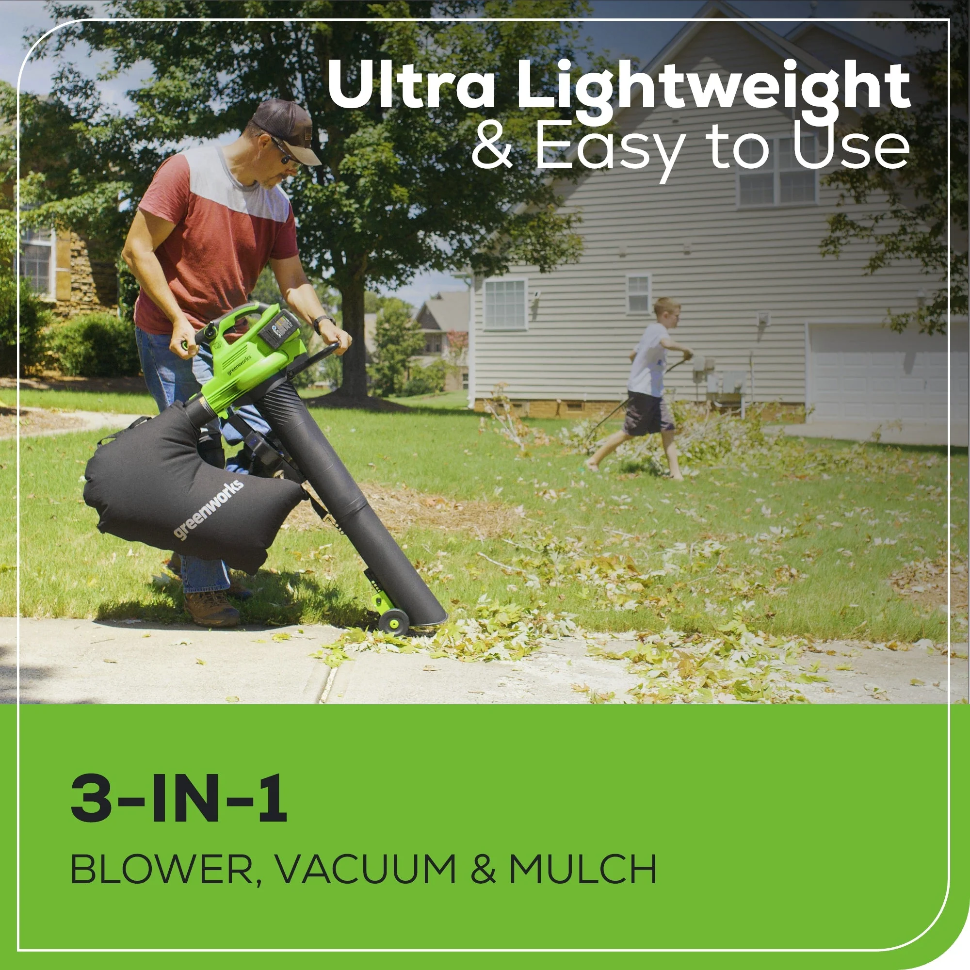 48V (24V x 2) 520 CFM Cordless Battery BL Leaf Blower/Vacuum: (2) 4.0 Ah Battery and Dual-Port Charger - Image 5