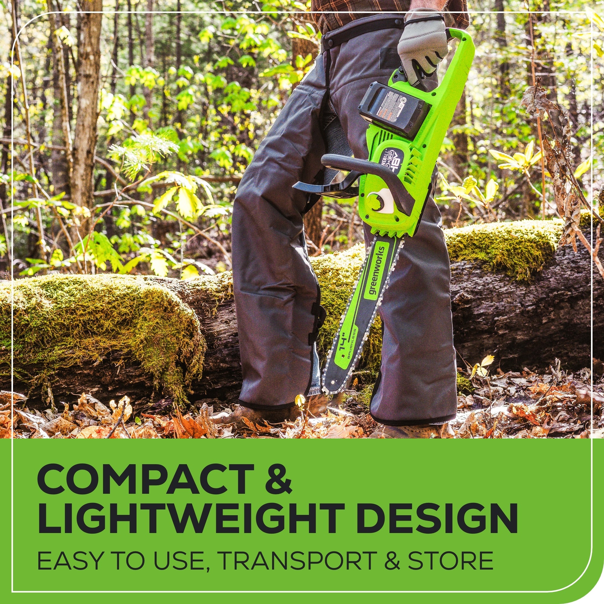 48V (24V x 2) 14" Cordless Battery Chainsaw: (2) 4.0 Ah USB Batteries and Dual-Port Charger - Image 5