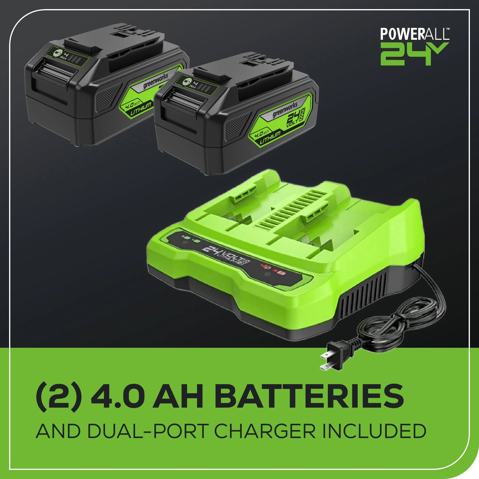 48V (24V x 2) 14" Cordless Battery Chainsaw: (2) 4.0 Ah USB Batteries and Dual-Port Charger - Image 9
