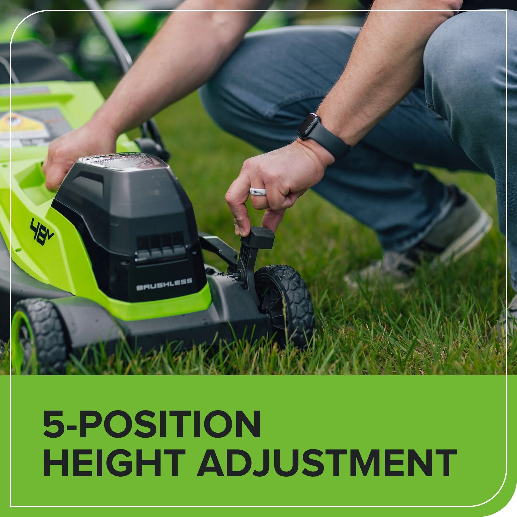 48V (24V x 2) 14" Cordless Battery Brushless Push Lawn Mower: (2) 4.0 Ah Battery and 2A Dual-port Charger - Image 9