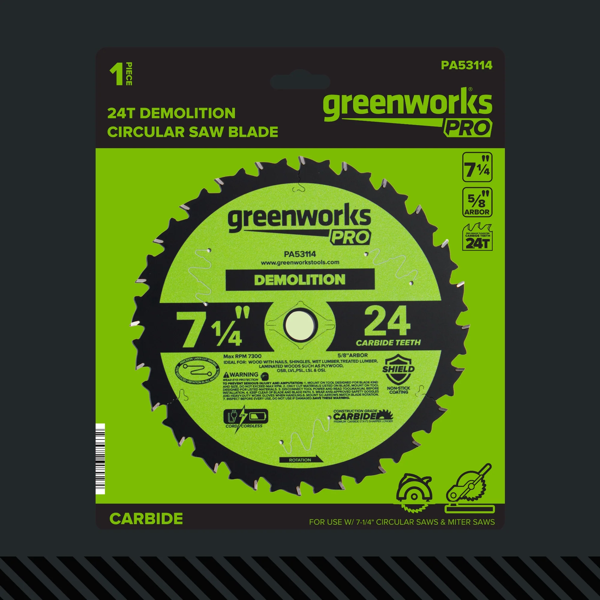 Pro 24-Tooth 7-1/4" Demolition Circular Saw Blade with Construction-Grade Carbide Teeth - Image 8