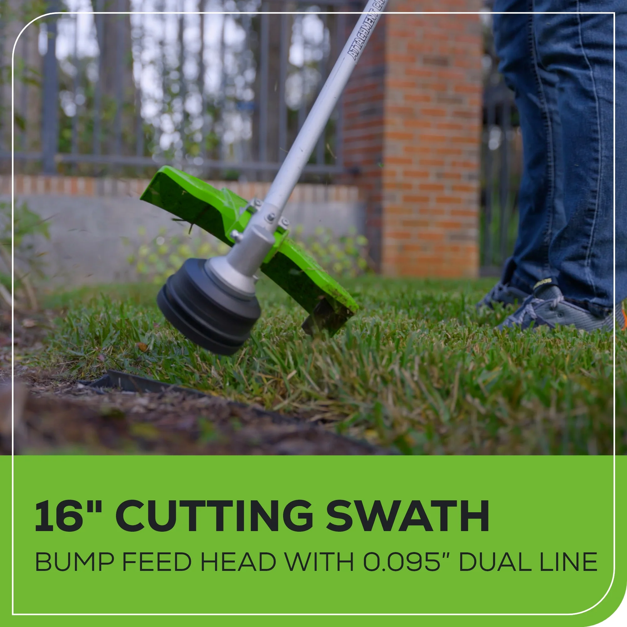 60V 16" Cordless Battery String Trimmer (Attachment Capable) and 16" Hedge Trimmer Attachment Combo Kit: 4.0 Ah Battery and Charger - Image 8