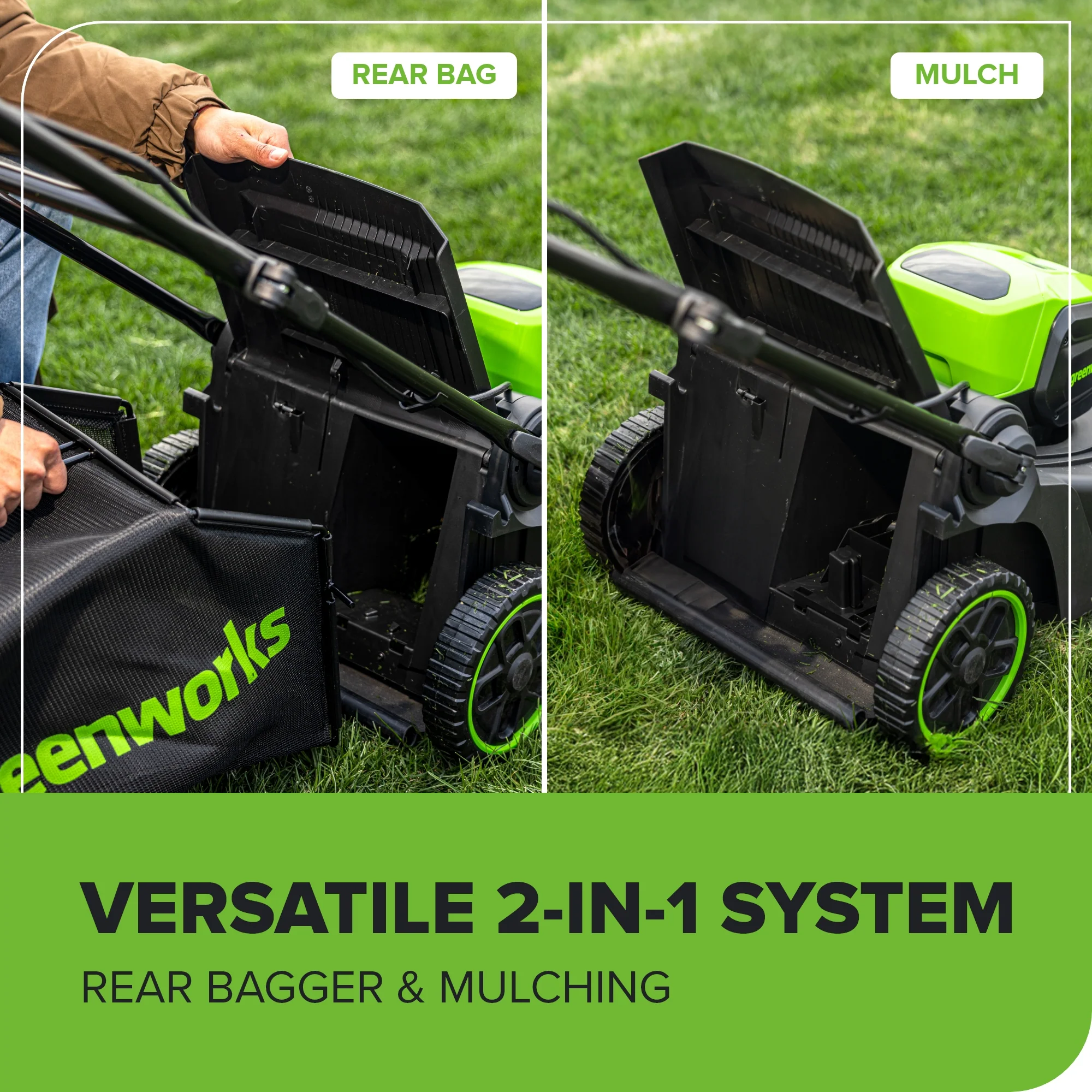 60V 17" Cordless Battery Push Lawn Mower and 610 CFM Jet Blower Combo Kit: 4.0 Ah Battery and Charger - Image 8