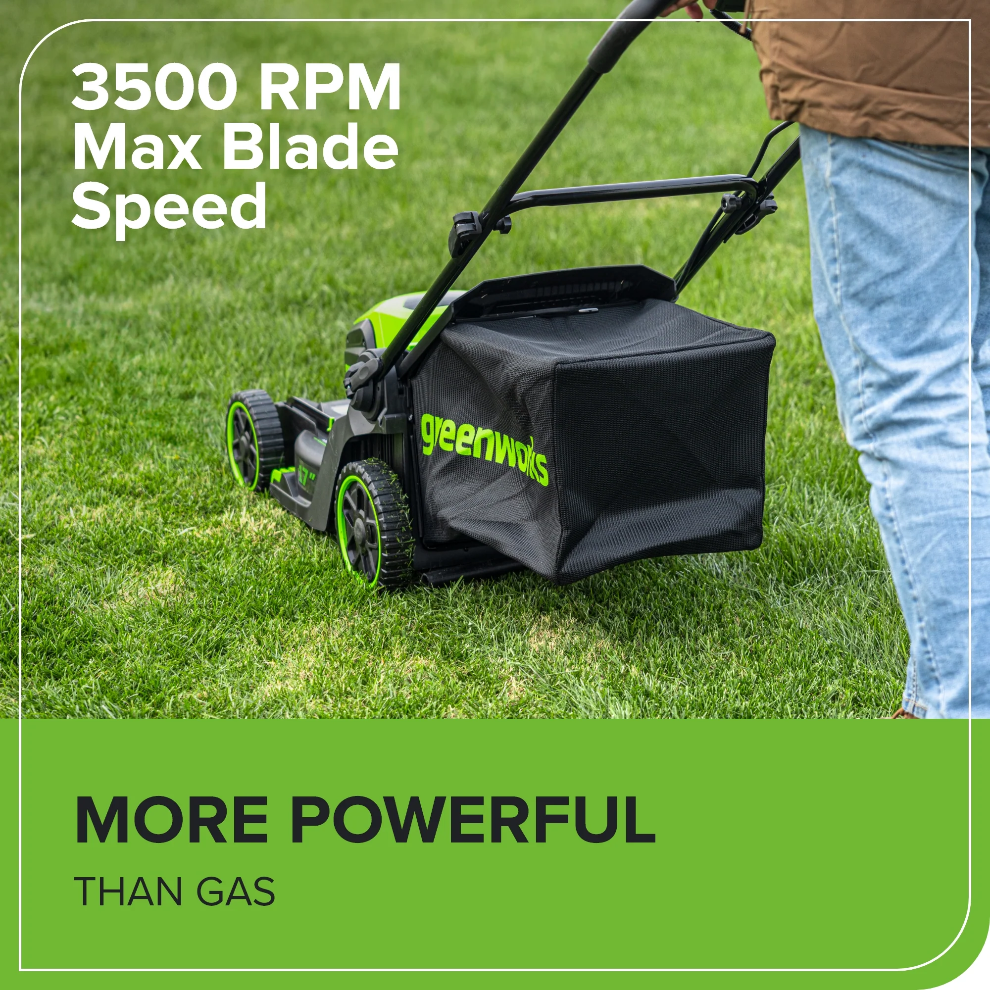 60V 17" Cordless Battery Push Lawn Mower: 4.0 Ah Battery and Charger - Image 6