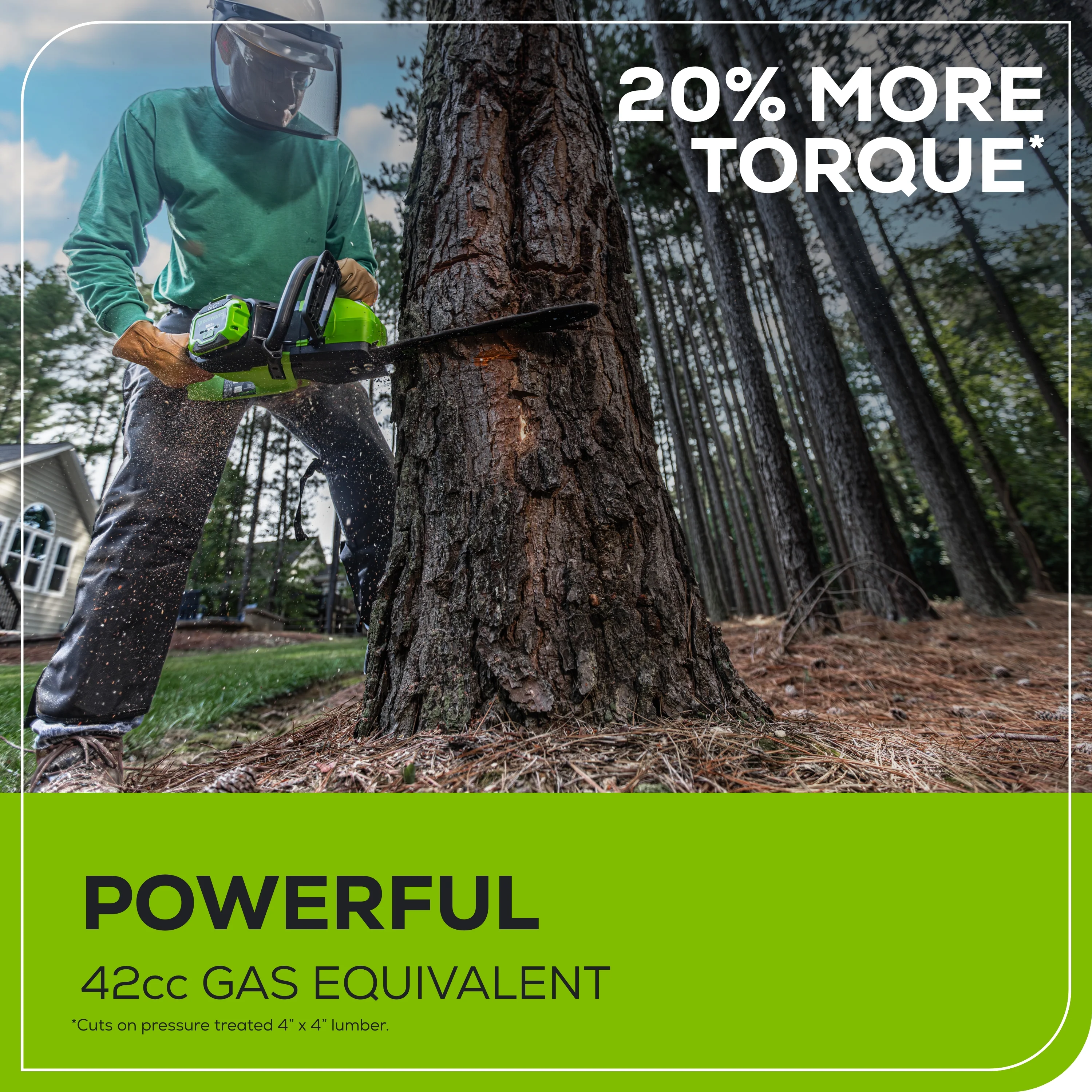 60V 18"Cordless Battery 2.0 kW Chainsaw and Hard Case, 4Ah Battery and Charger - Image 4