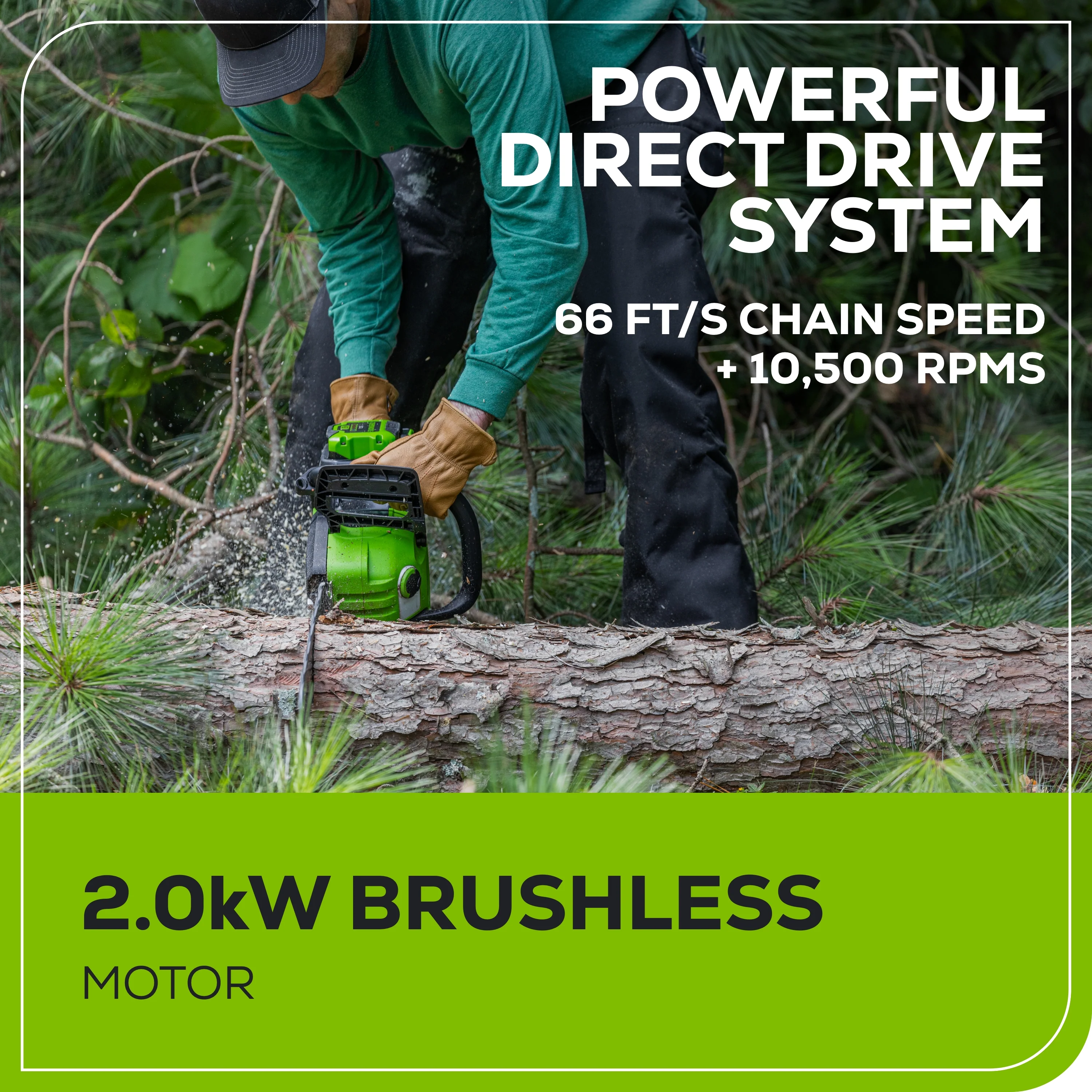 60V 18"Cordless Battery 2.0 kW Chainsaw and Hard Case, 4Ah Battery and Charger - Image 7