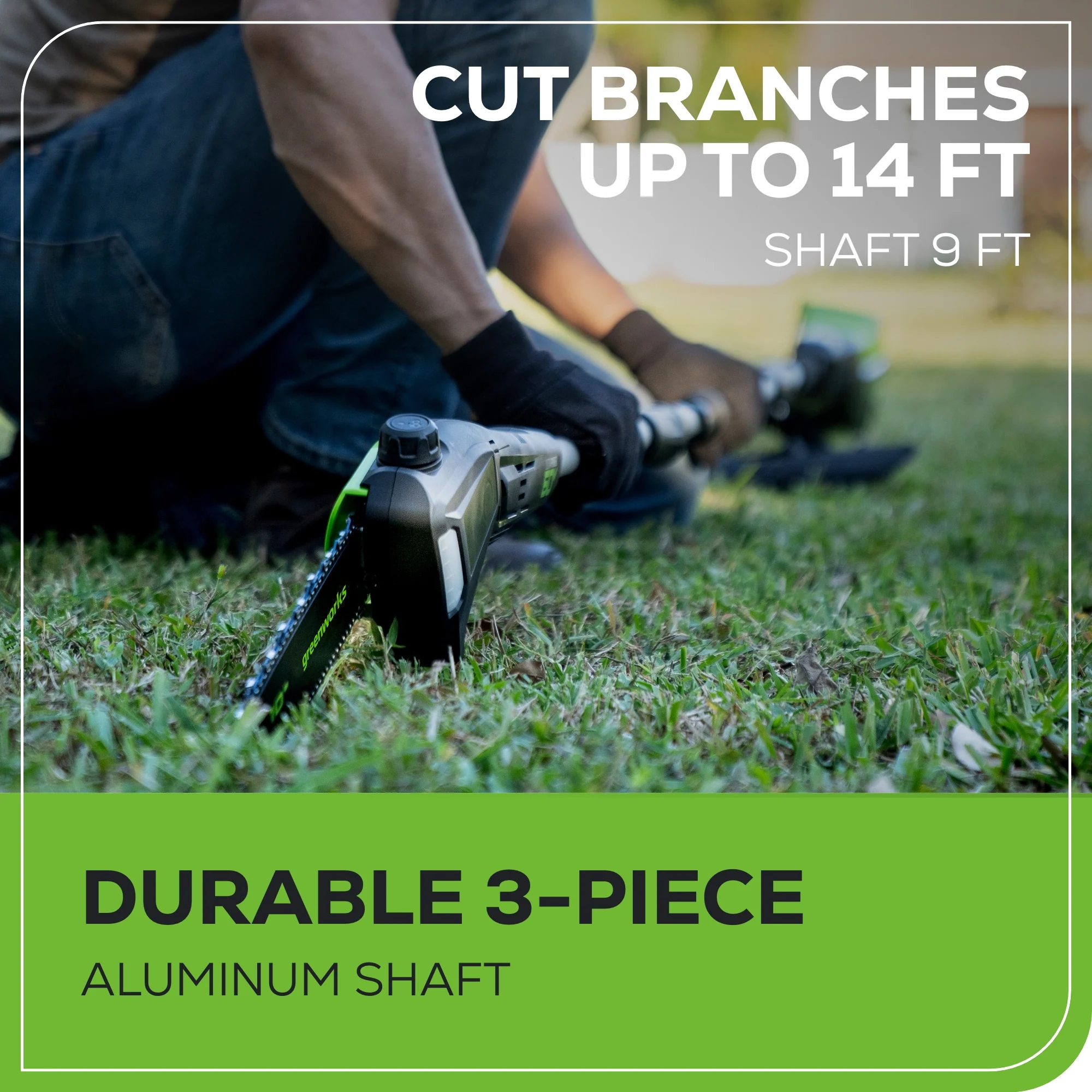 60V 18" Cordless Battery 2.0 kW Chainsaw and 10" Pole Saw Combo Kit: 4.0 Ah Battery and Charger - Image 10