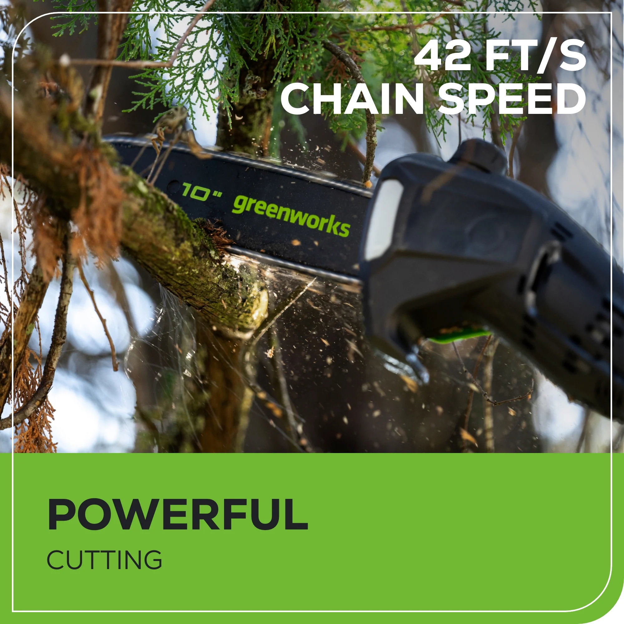 60V 18" Cordless Battery 2.0 kW Chainsaw and 10" Pole Saw Combo Kit: 4.0 Ah Battery and Charger - Image 11