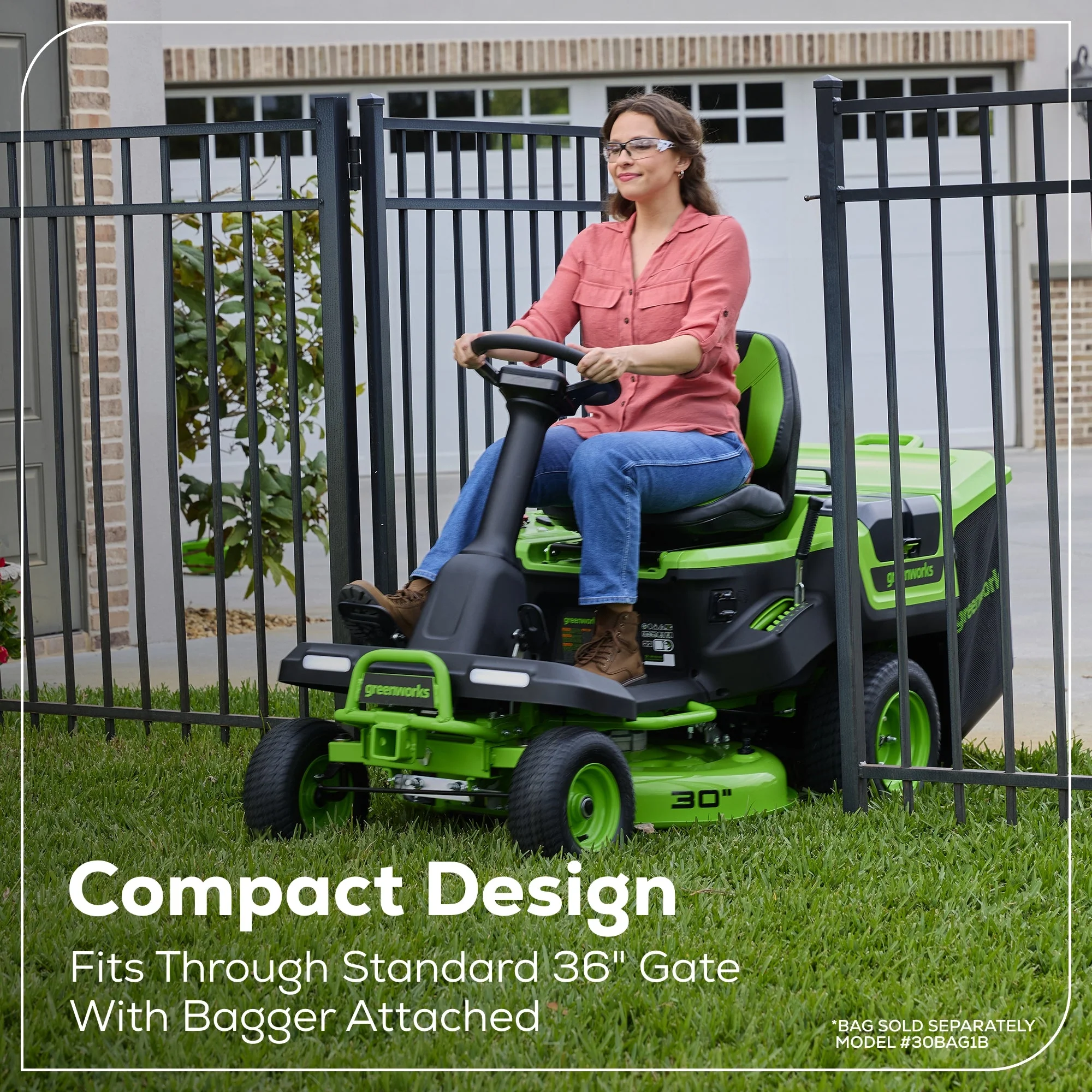 60V 30" CrossoverT Riding Lawn Tractor 3PC Combo Kit, Two 8.0 Ah Batteries, Two 4.0 Ah Batteries, One 2.5 Ah Battery and Two Chargers - Image 12