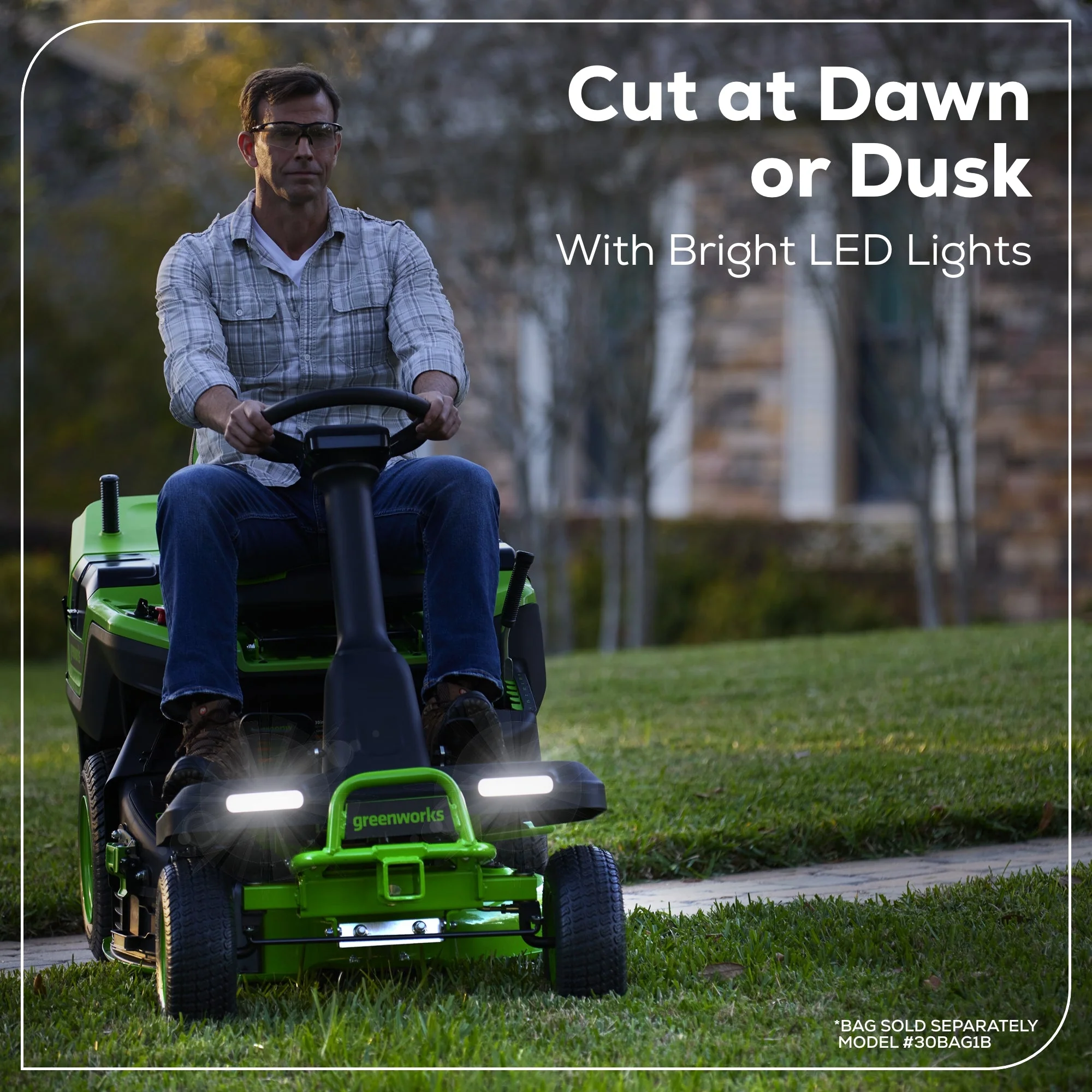 60V 30" CrossoverT Riding Lawn Tractor 3PC Combo Kit, Two 8.0 Ah Batteries, Two 4.0 Ah Batteries, One 2.5 Ah Battery and Two Chargers - Image 13