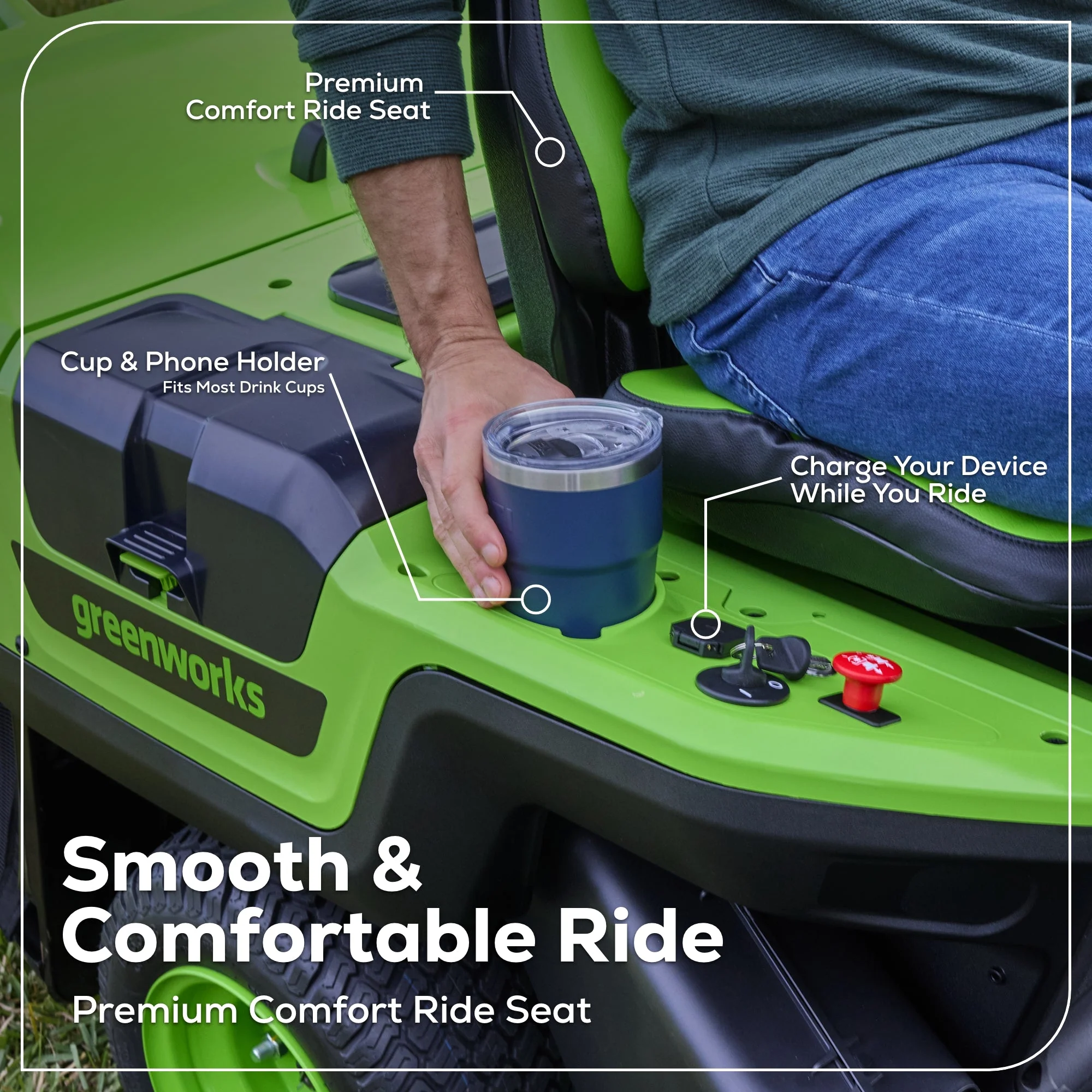 60V 30" CrossoverT Riding Lawn Tractor 3PC Combo Kit, Two 8.0 Ah Batteries, Two 4.0 Ah Batteries, One 2.5 Ah Battery and Two Chargers - Image 15
