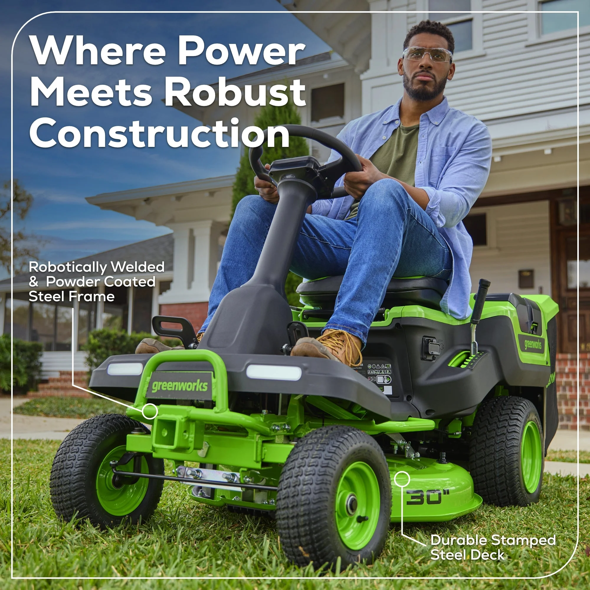 60V 30" CrossoverT Riding Lawn Tractor 3PC Combo Kit, Two 8.0 Ah Batteries, Two 4.0 Ah Batteries, One 2.5 Ah Battery and Two Chargers - Image 16