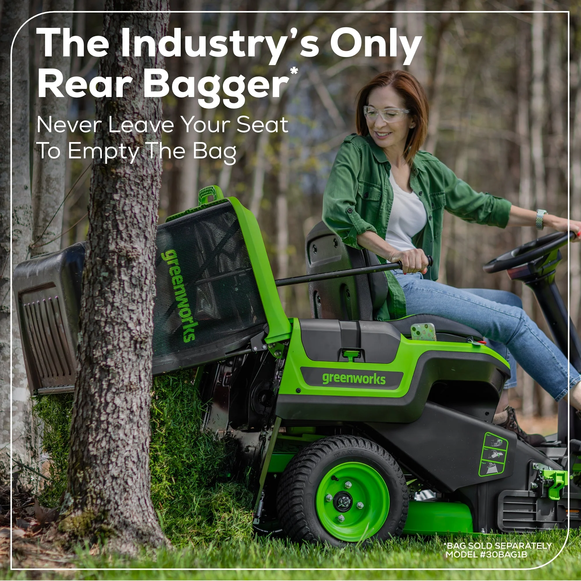 60V 30" CrossoverT Riding Lawn Tractor 3PC Combo Kit, Two 8.0 Ah Batteries, Two 4.0 Ah Batteries, One 2.5 Ah Battery and Two Chargers - Image 9