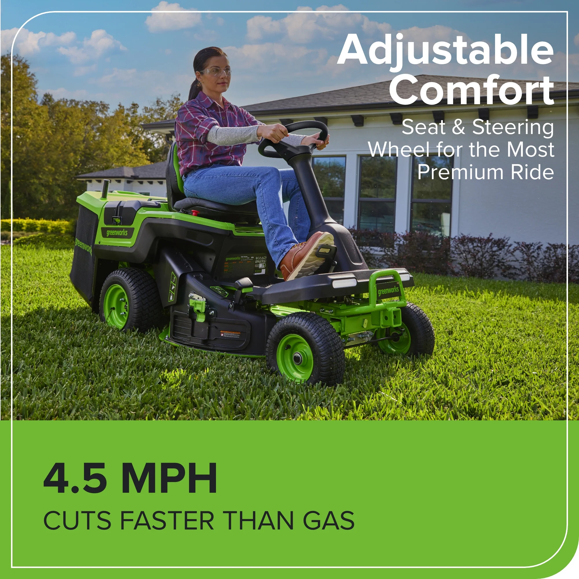 60V 30" CrossoverT Riding Lawn Tractor with (4) 8.0 Ah Batteries and 600-Watt Charger - Image 8