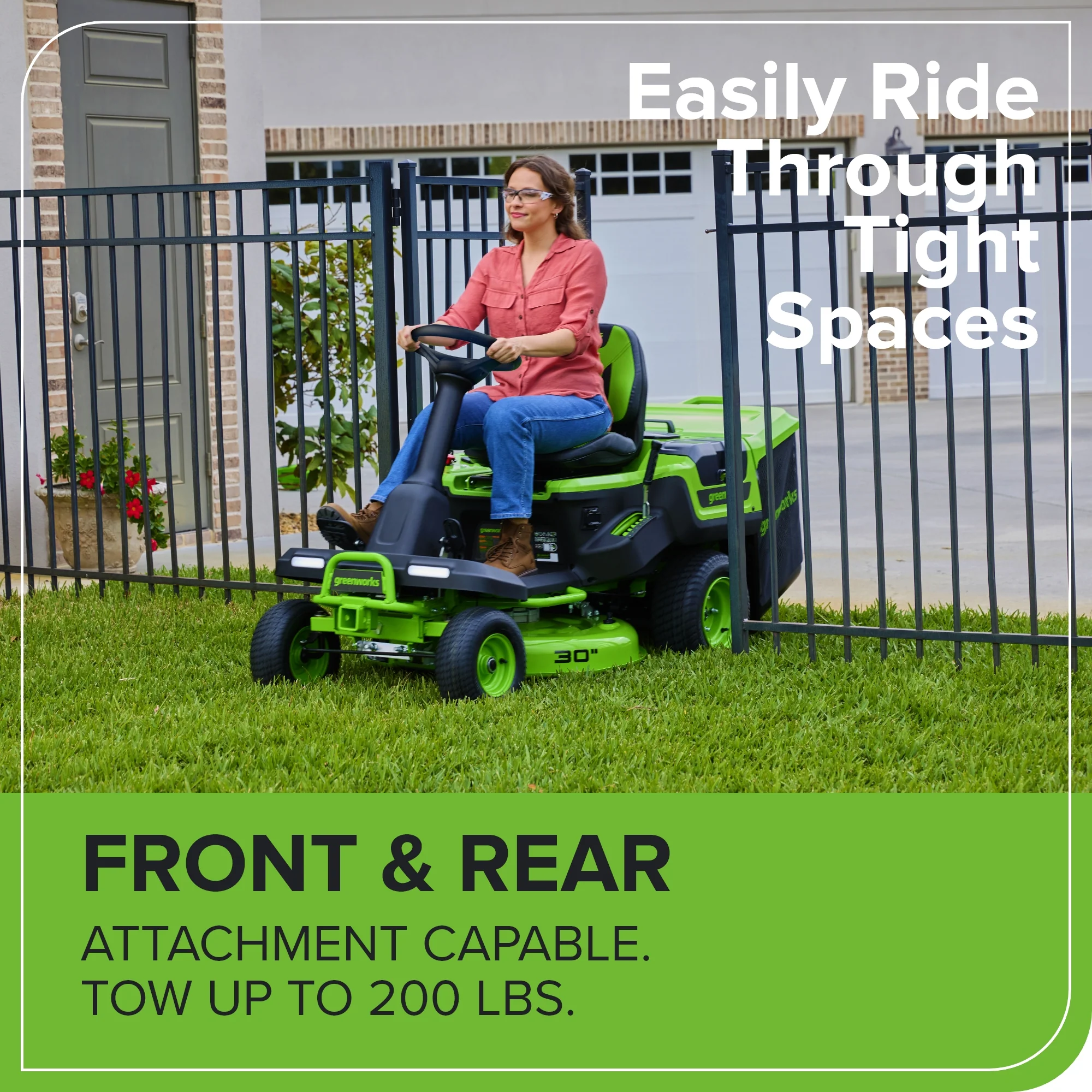 60V 30" CrossoverT Riding Lawn Tractor, Bagger Included, (4) 8.0 Ah (1) 20.0Ah Batteries and 600-Watt Charger - Image 13