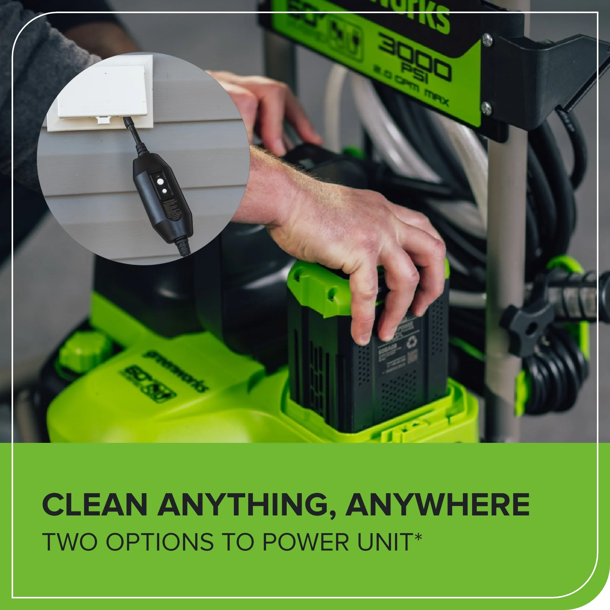 60V/AC Hybrid 3000-PSI 2.0 GPM Electric Pressure Washer (Tool Only) - Image 7