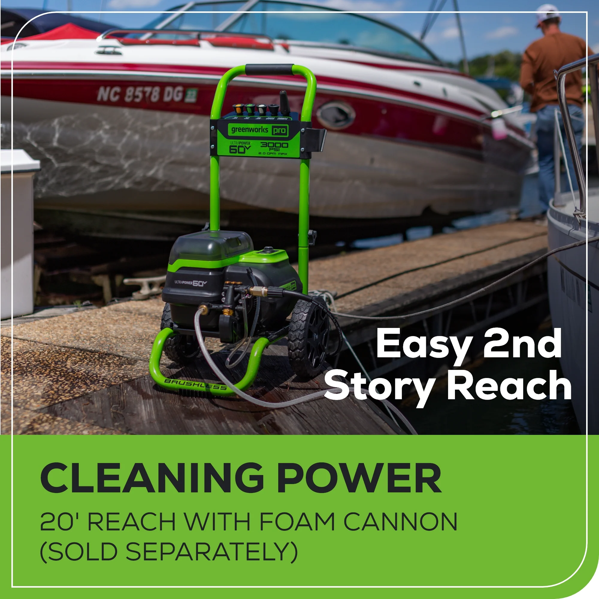 60V 3000-PSI 2.0 GPM Electric Pressure Washer (Tool Only) - Image 9