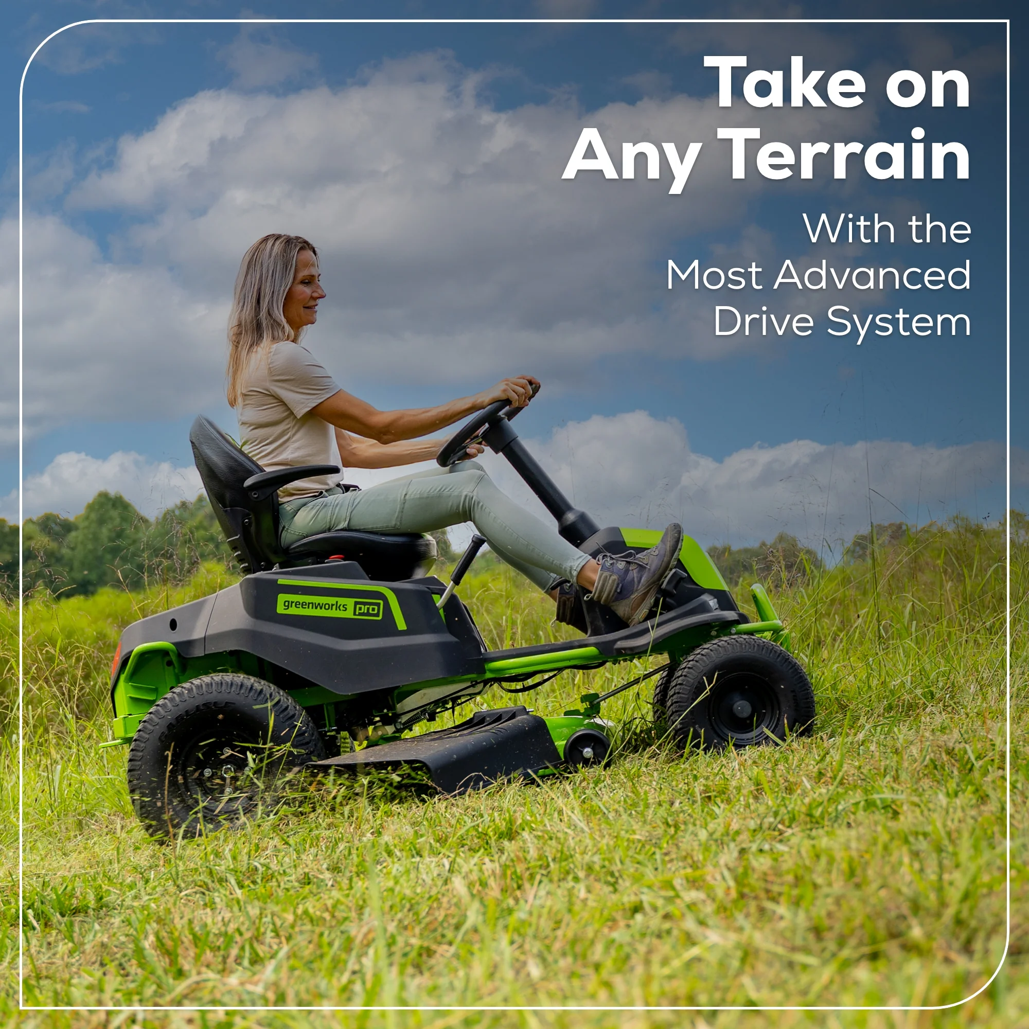 60V 42" Cordless Battery CrossoverT Riding Lawn Mower, (4) 8.0 Ah Batteries and (2) Dual-Port Turbo Chargers - Image 10