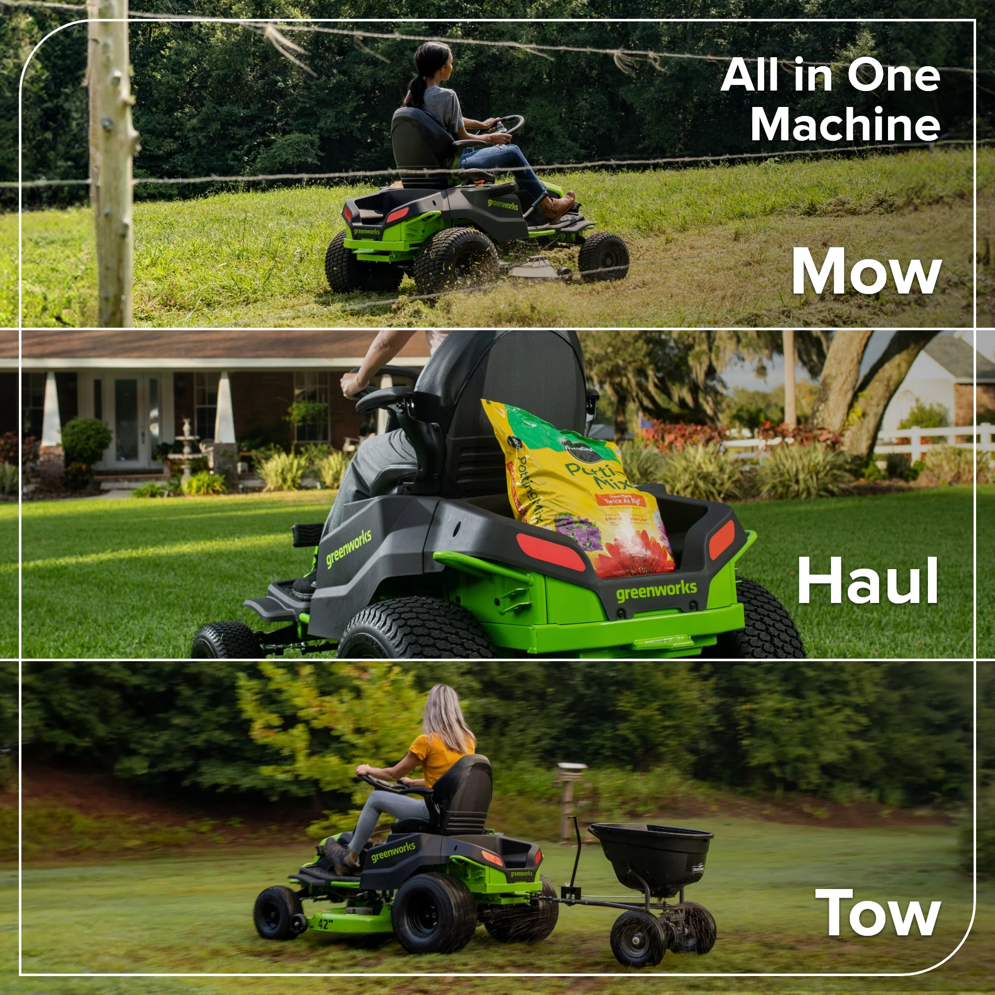 60V 42" Cordless Battery CrossoverT Riding Lawn Mower, (4) 8.0 Ah Batteries and 600W Wall Charger - Image 8
