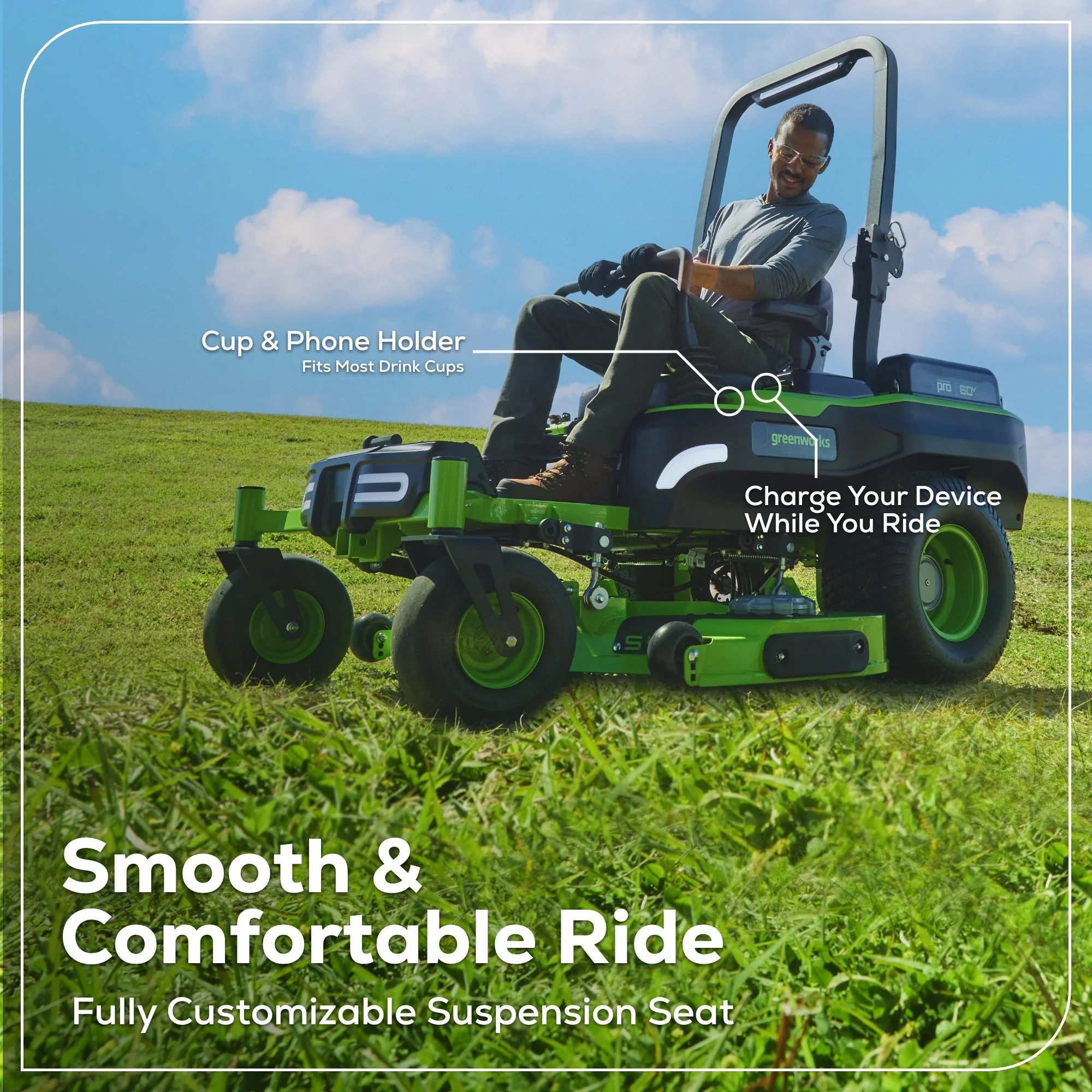 60V 54" MaximusZ Zero Turn Riding Mower 4PC Combo Kit with (2) 20.0 Ah: (2) 8.0 Ah: (2) 4.0 Ah and (1)2.5 Ah Batteries and (2) Charger - Image 13