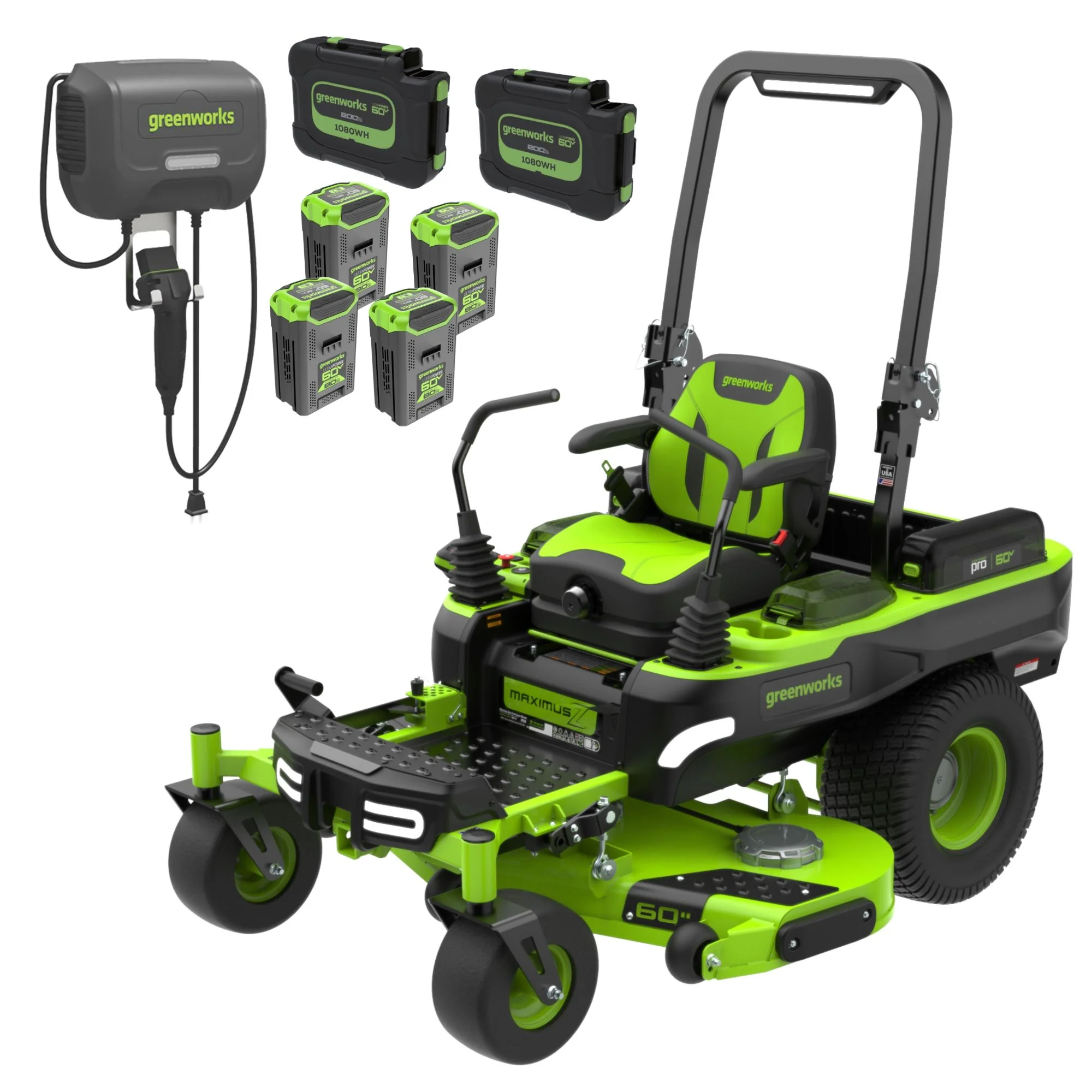 60V 60" MaximusZ Zero Turn: (2) 20.0 Ah, (4) 8.0 Ah Batteries and 1.5kW Charger
