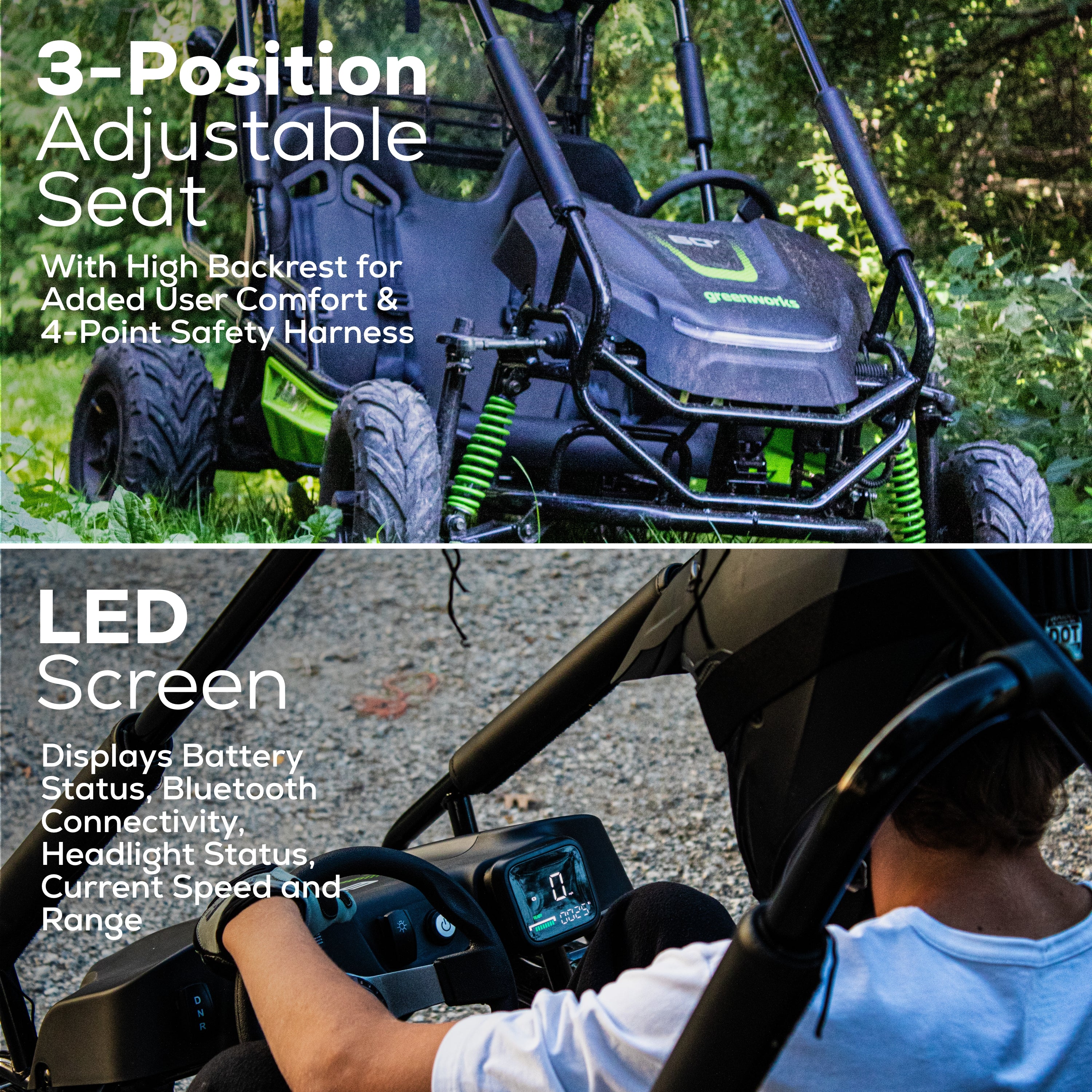 60V Gen 2 STEALTH Series All-Terrain 2-Seat Electric Youth Go-Kart: (2) 8Ah Batteries and Dual-Port Charger - Image 5