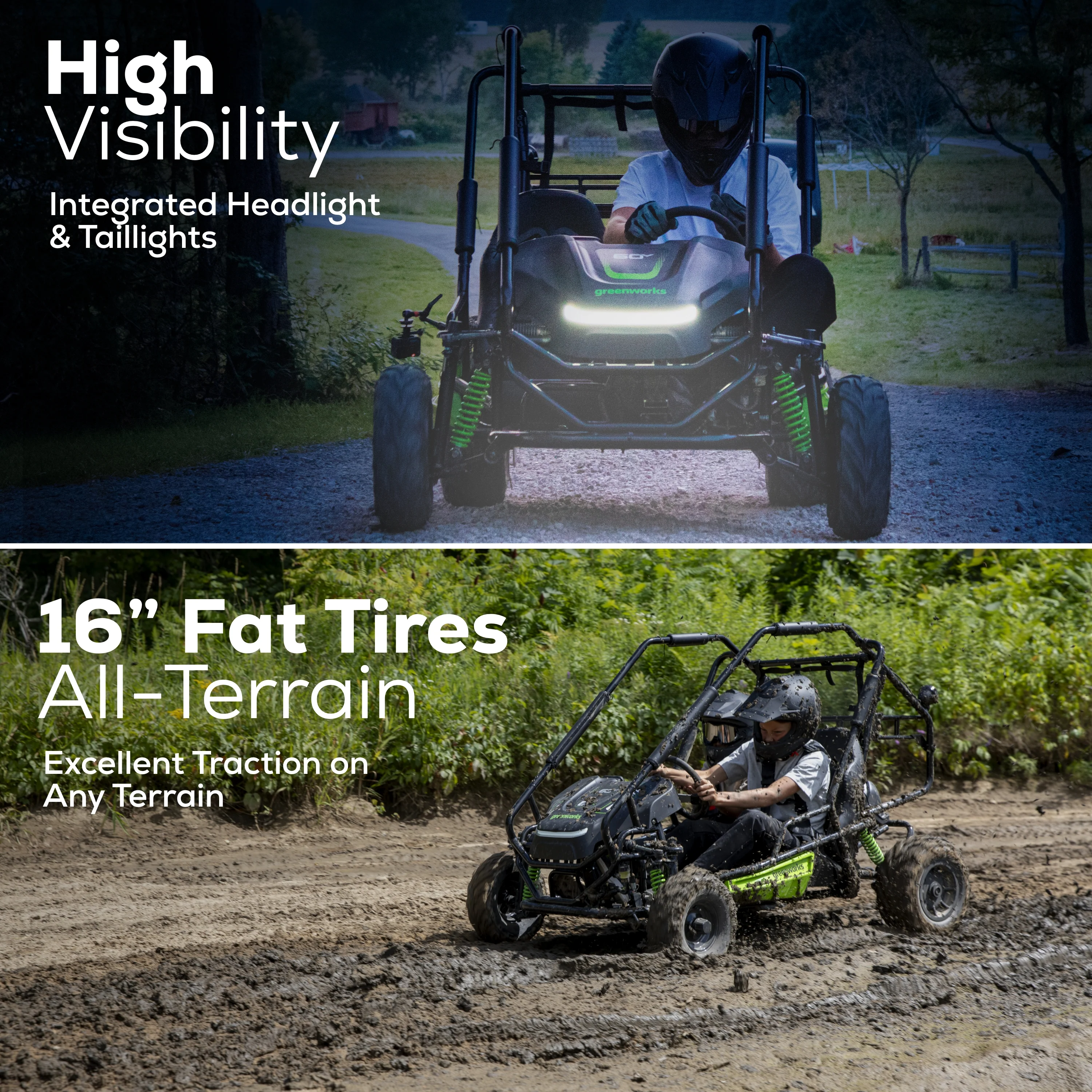 60V Gen 2 STEALTH Series All-Terrain 2-Seat Electric Youth Go-Kart: (2) 8Ah Batteries and Dual-Port Charger - Image 7