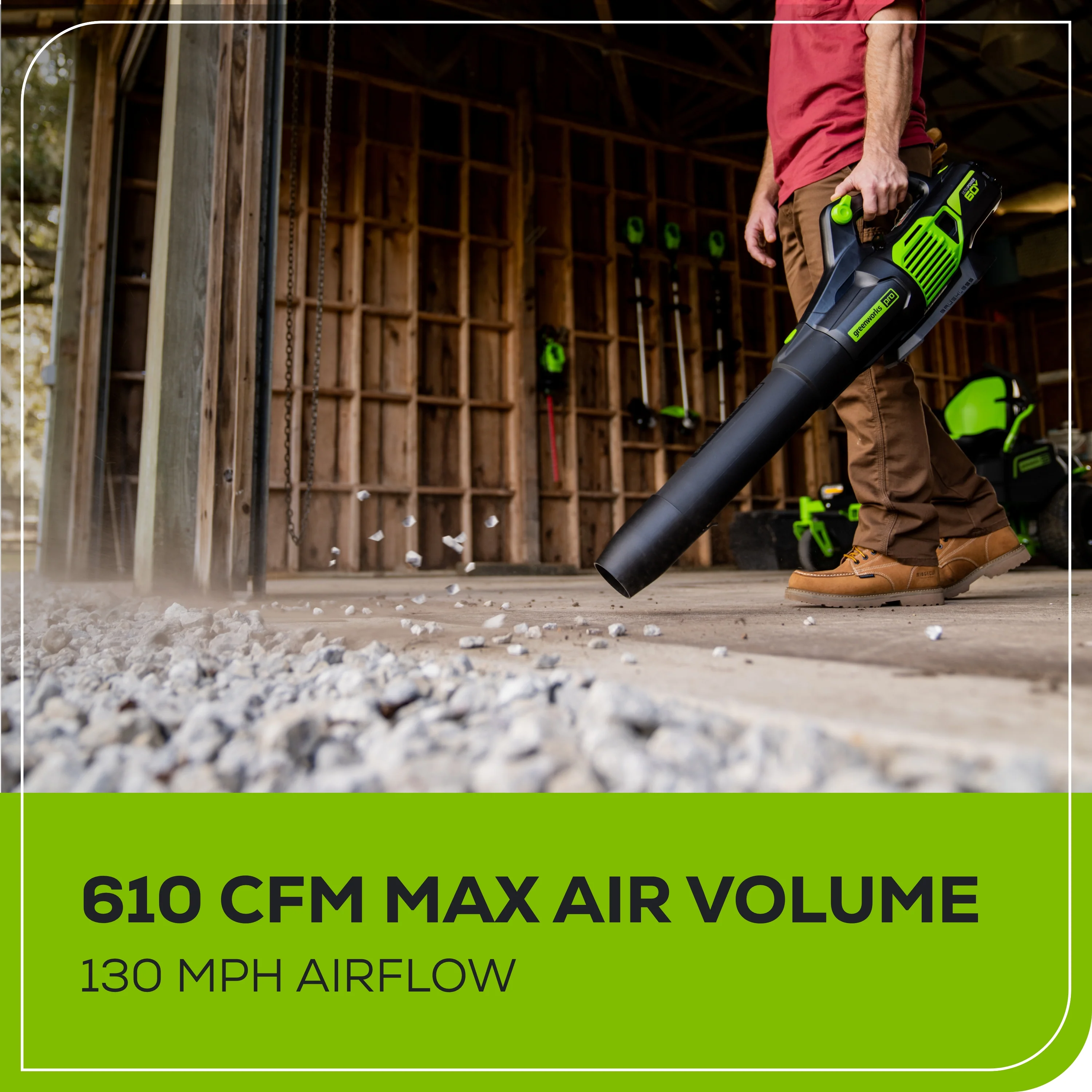 60V 610 CFM Cordless Battery Leaf Blower w/ 2.5Ah Battery & Charger - Image 4
