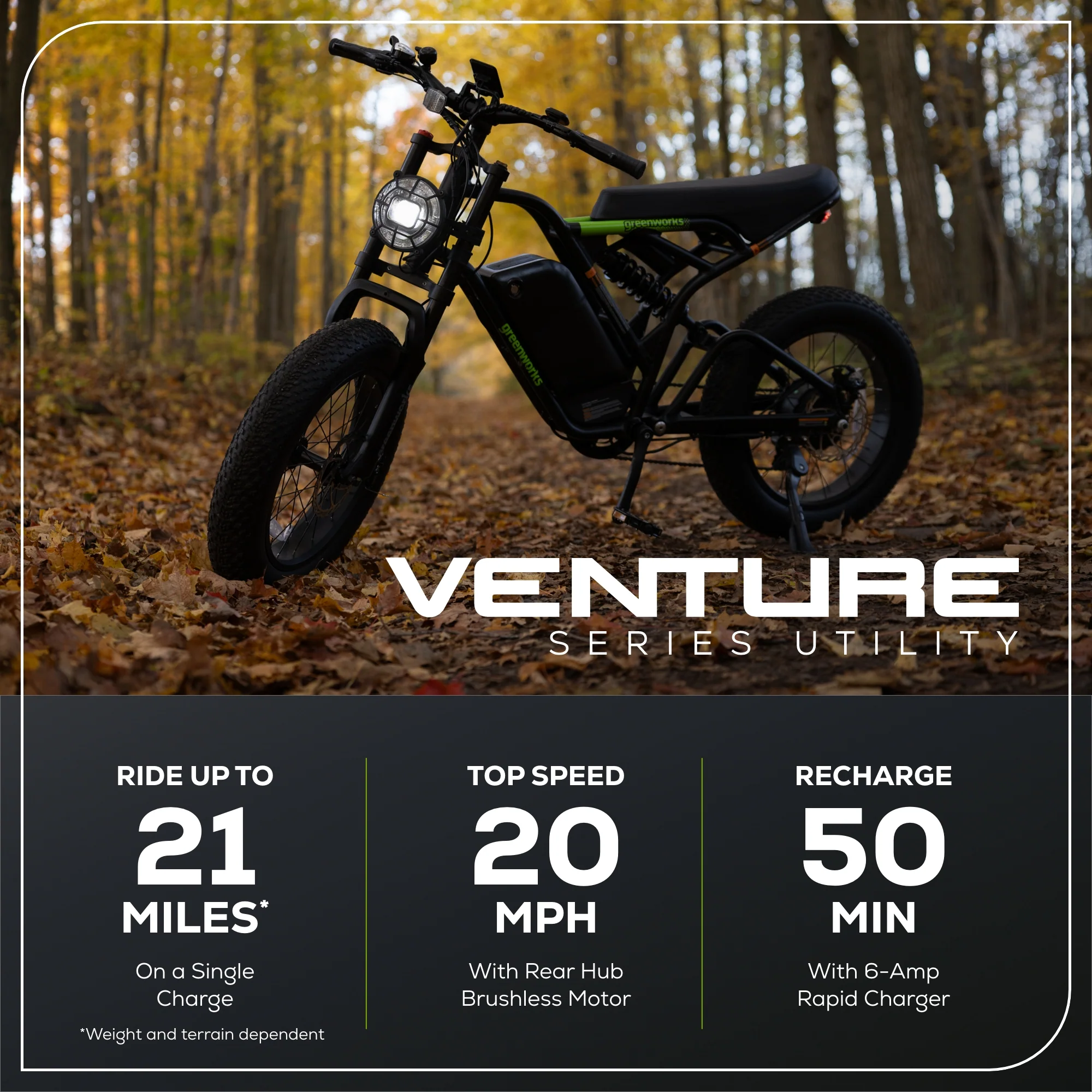60V VENTURE Series 20" Fat Tire Electric Utility Bike (Tool Only) - Image 4
